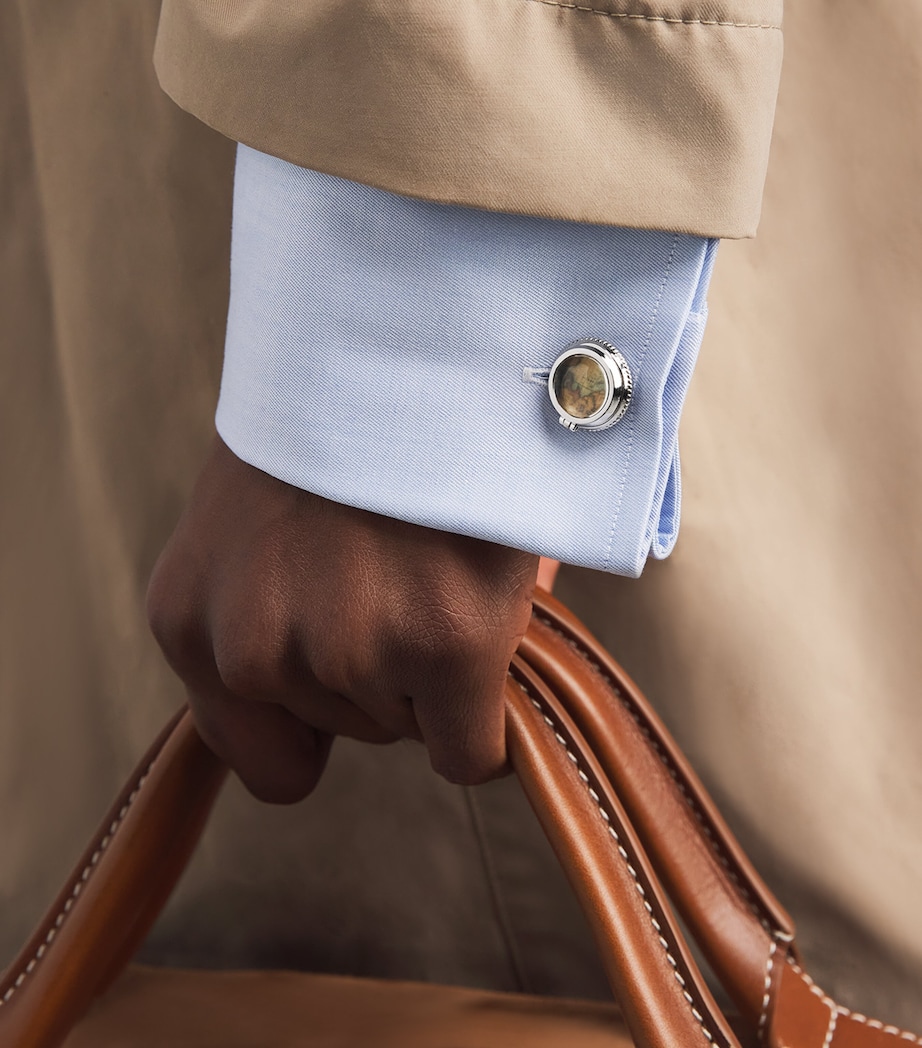 Tateossian Vintage World Porthole Cufflinks Silver Colour Image 2
