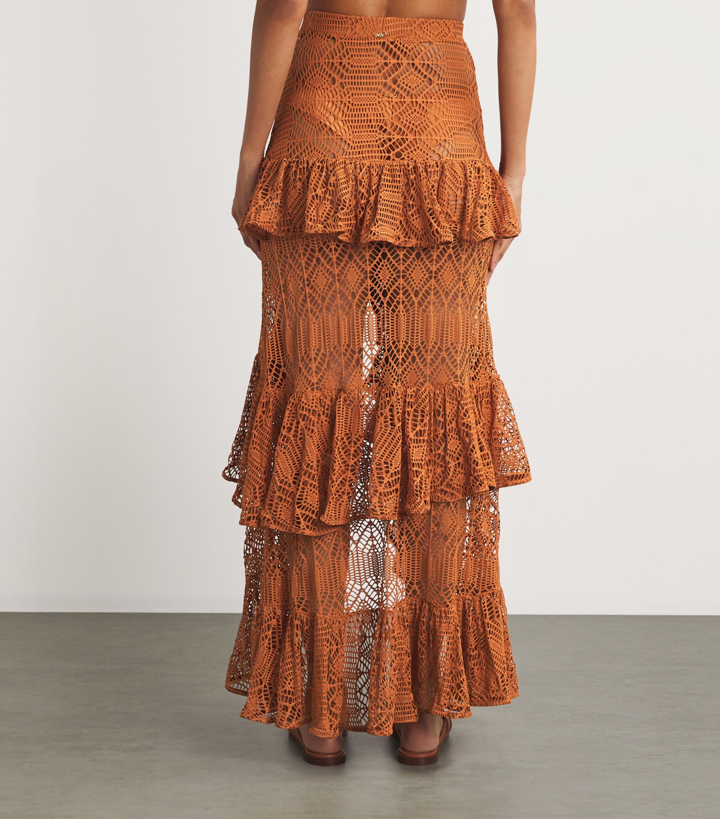 PatBO Womens Pine Lace Maxi Skirt Brown Image 4