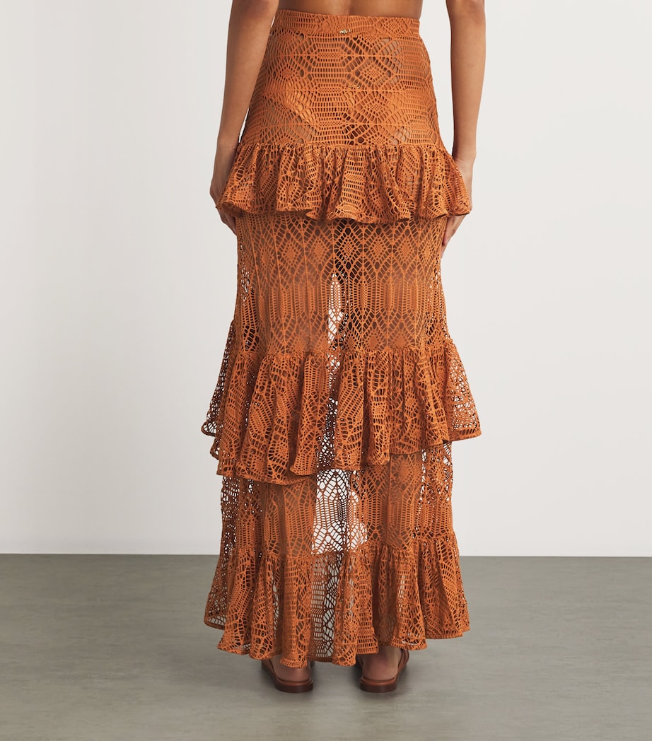 PatBO Womens Pine Lace Maxi Skirt Brown Image 4