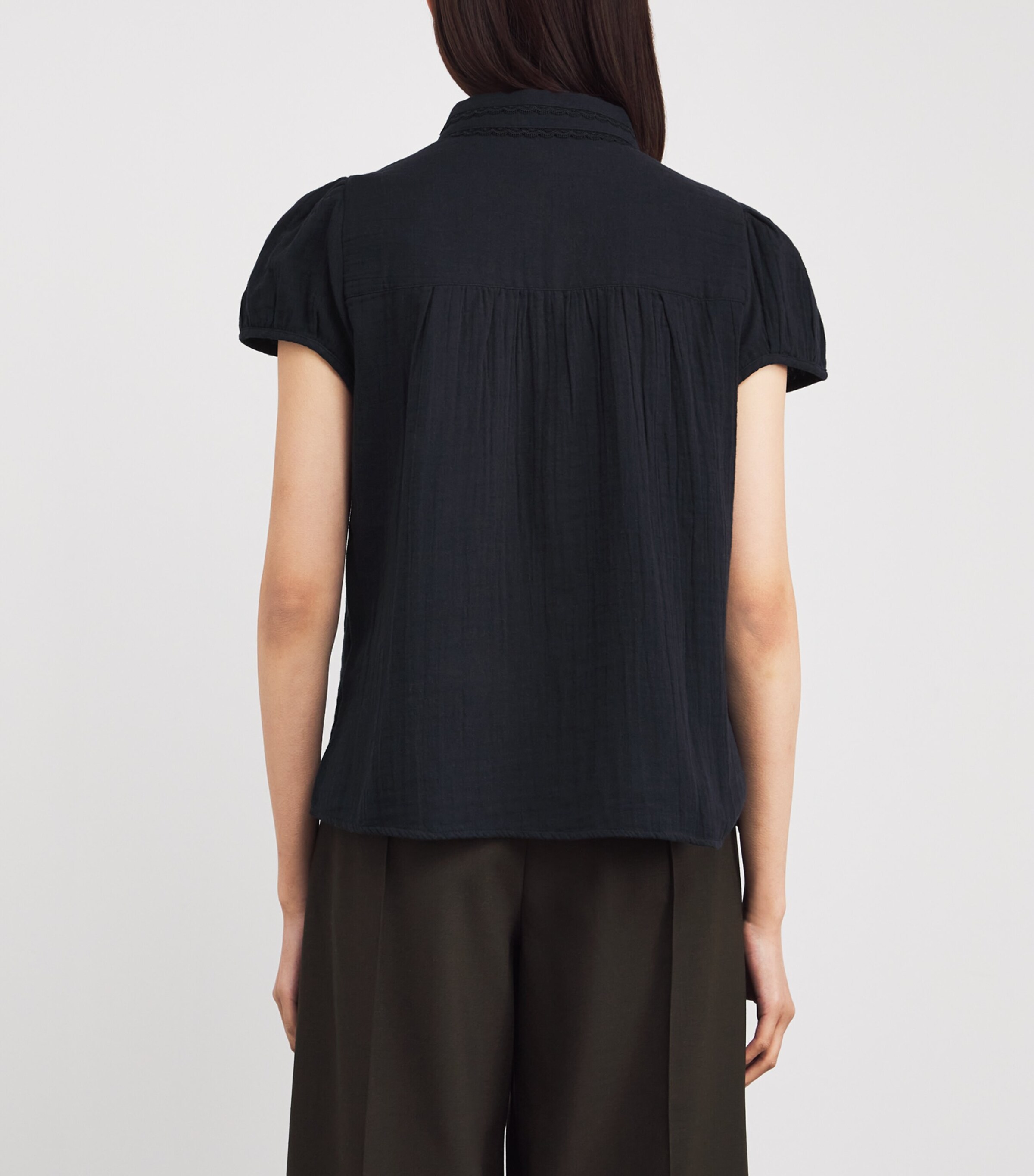 Cotton Cheesecloth Blouse NAVY Image 4