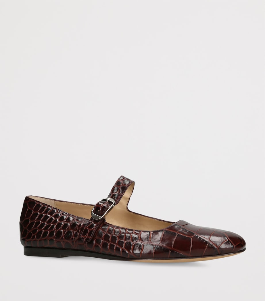 Leather Mary Jane Ballet Flats DARK BROWN Image 3