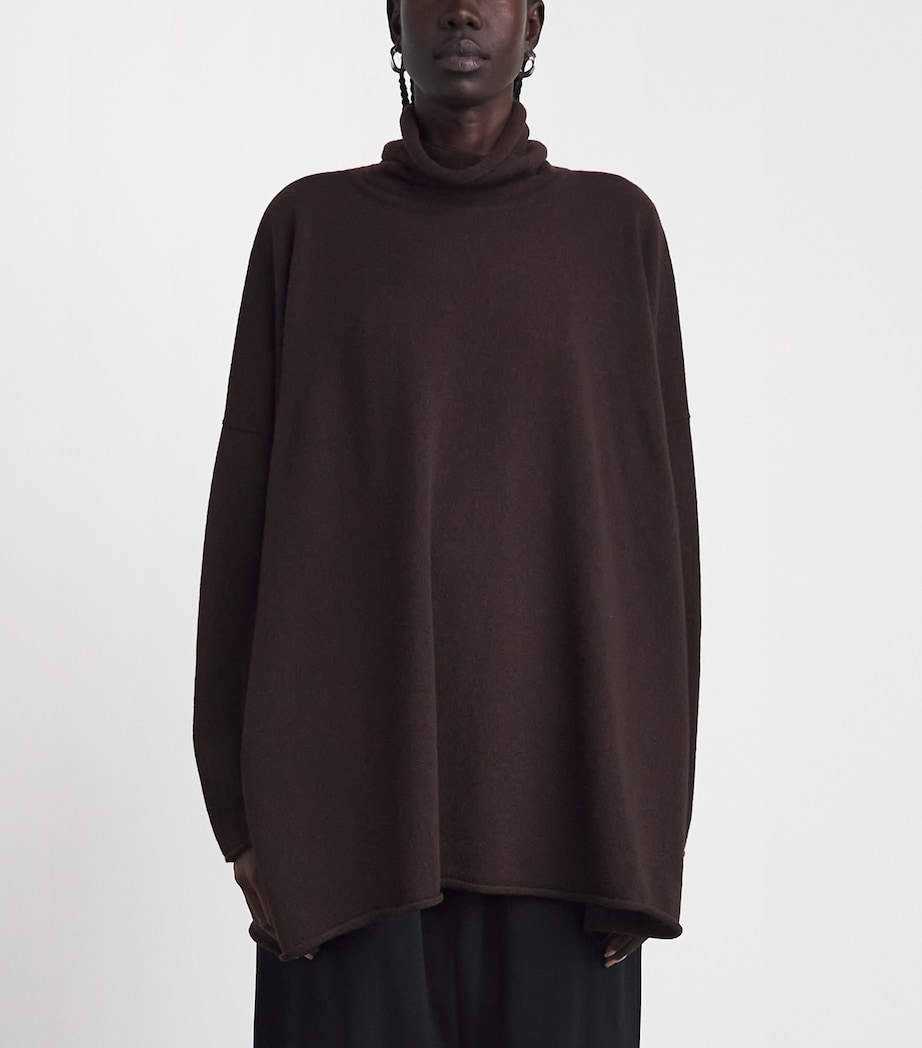 Eskandar Womens Cashmere Rollneck Sweater Cocoa Image 4