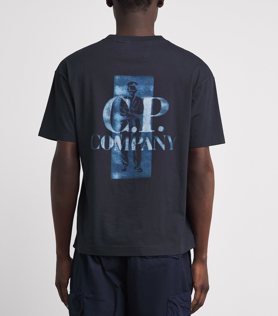C.P. Company Mens Cotton Pixelated Logo T-Shirt Total Eclipse Image 5