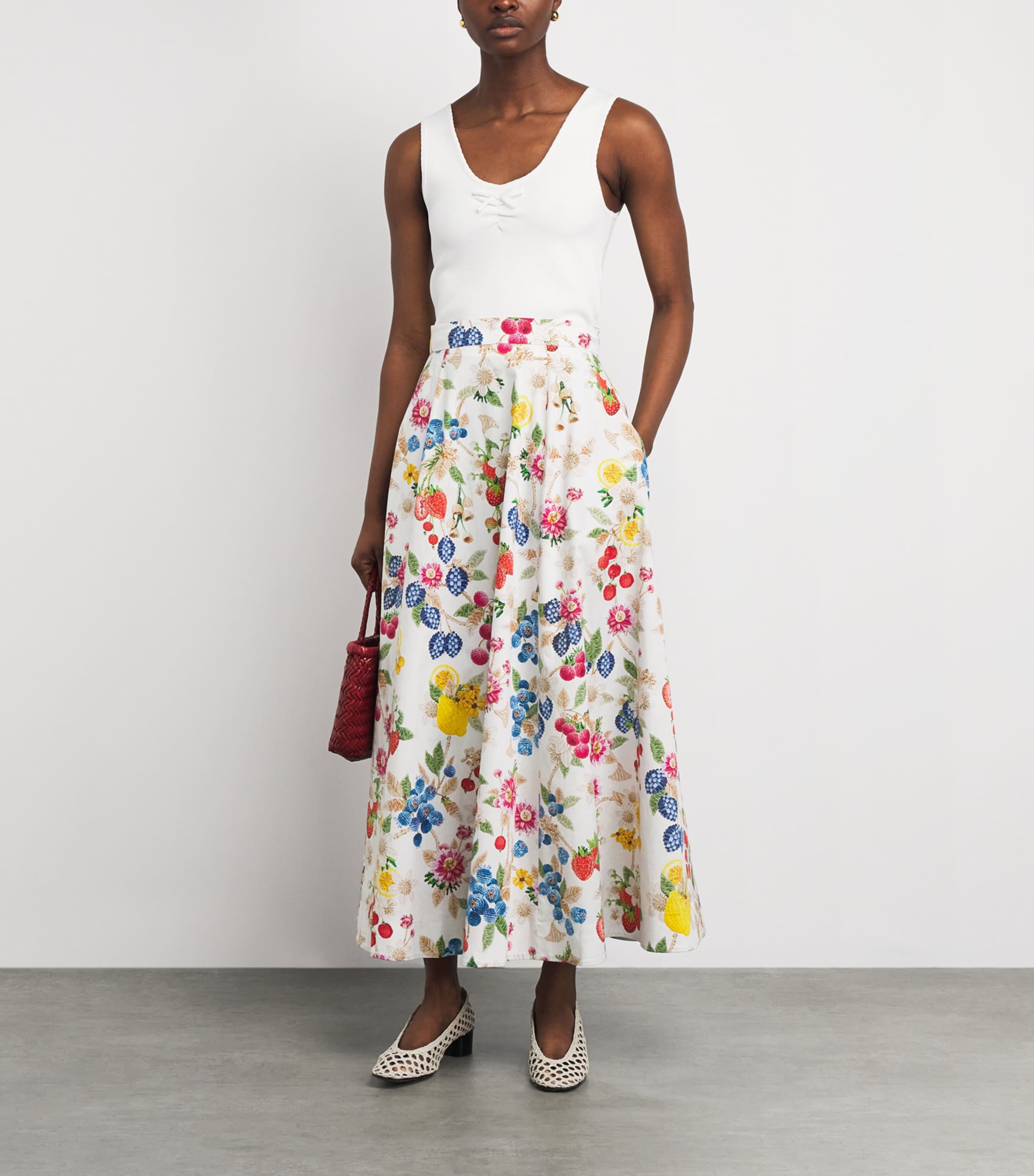 Mary Katrantzou Womens Stretch-Cotton Stowe Maxi Skirt Fruitavola Aop Image 2