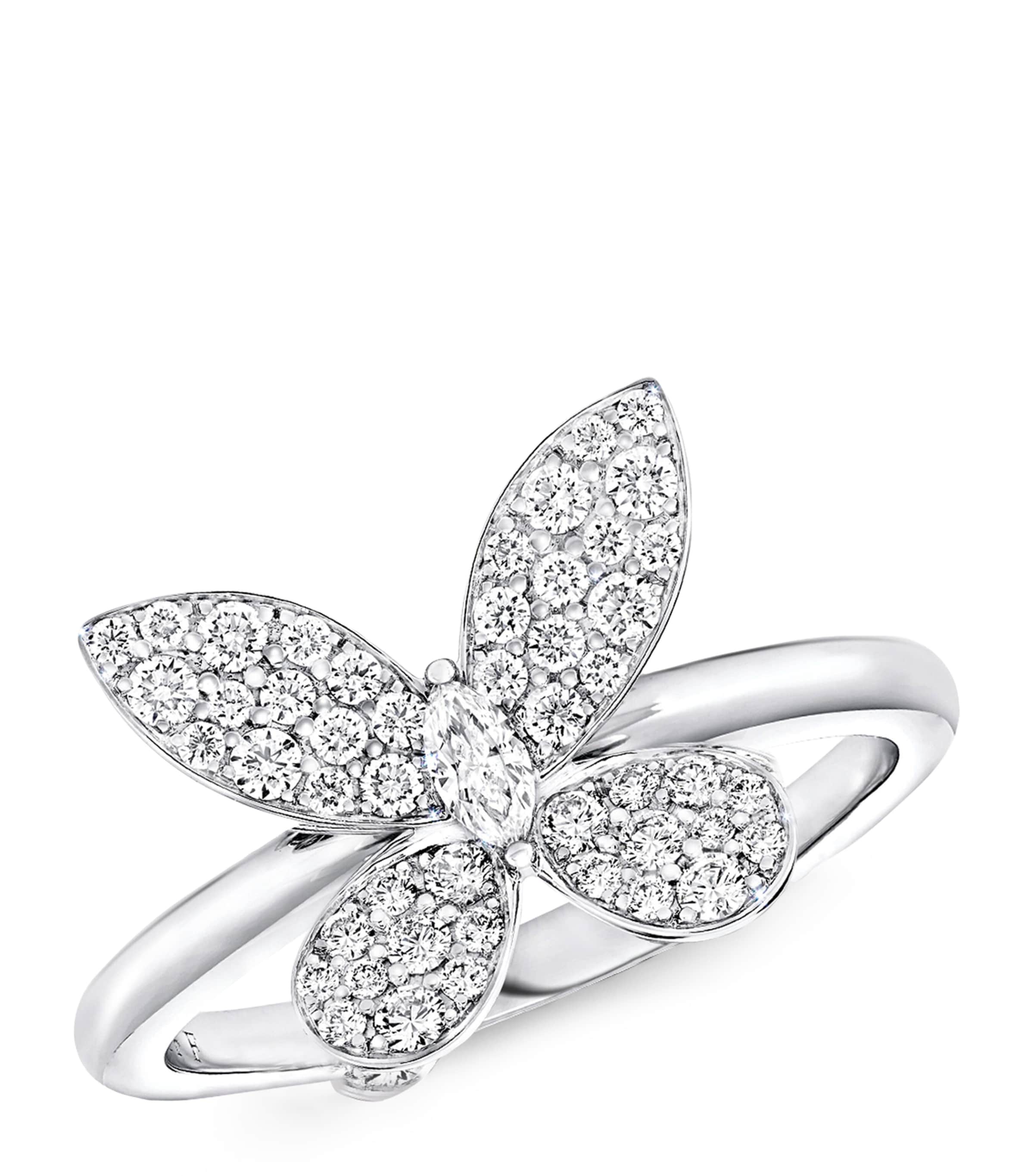 White Gold and Diamond Butterfly Ring WHITE GOLD Image 1