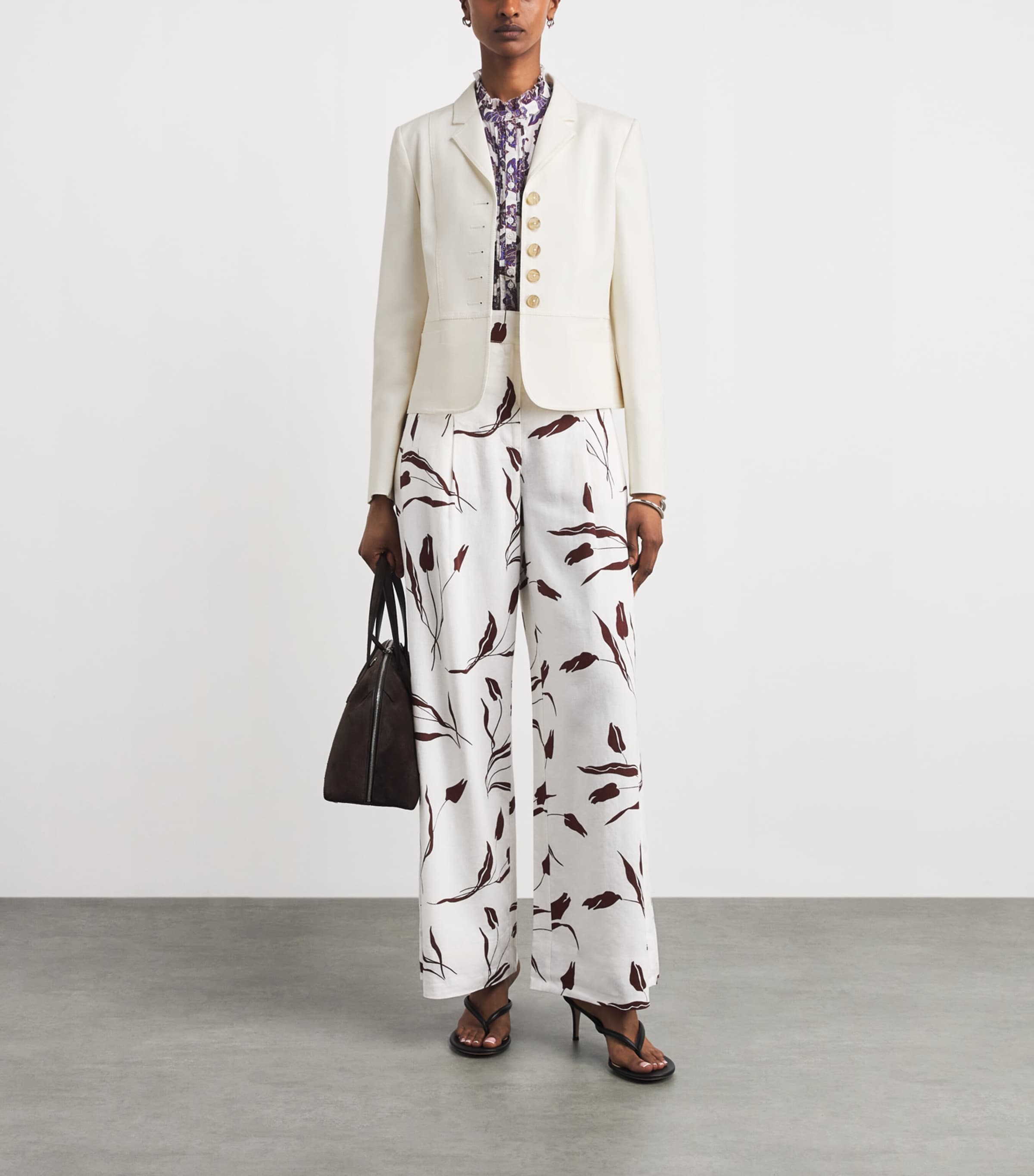 ME+EM Womens Fitted Cropped Jacket Ivory Image 2