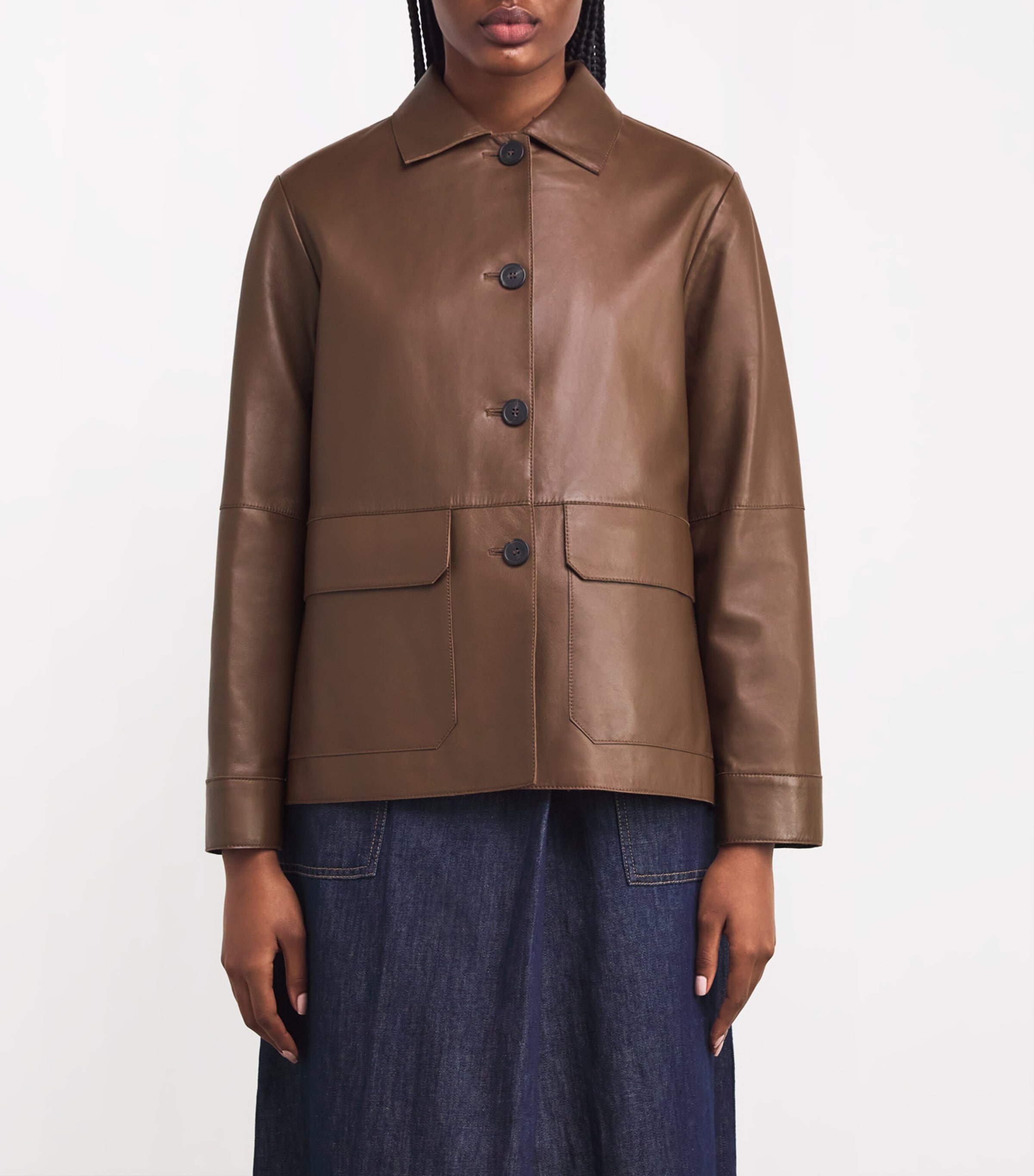 Weekend Max Mara Brown Nappa Leather Shirt Jacket | Harrods US