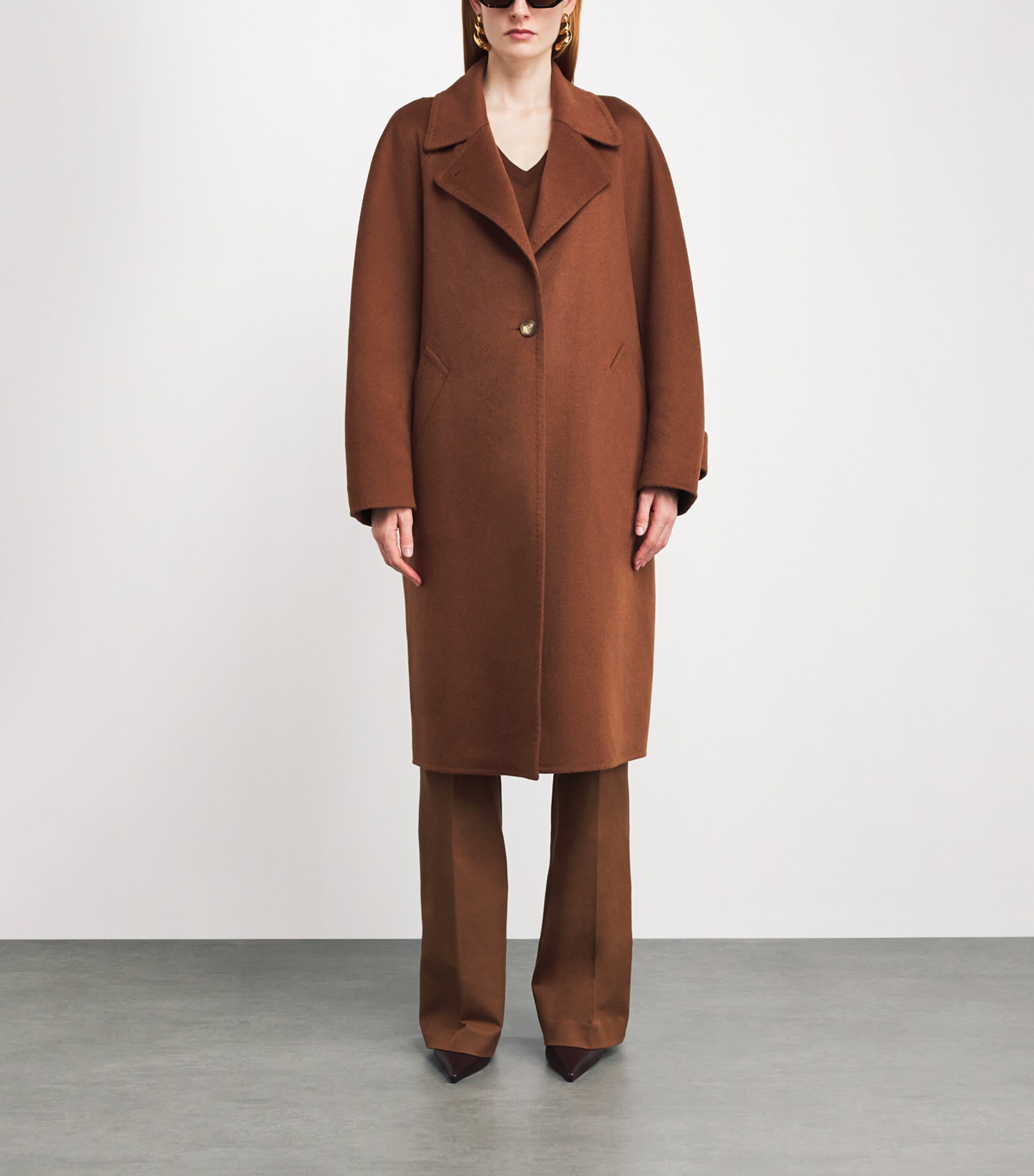 Joseph Womens Double-Faced Cashmere Coat Cinnamon Image 3
