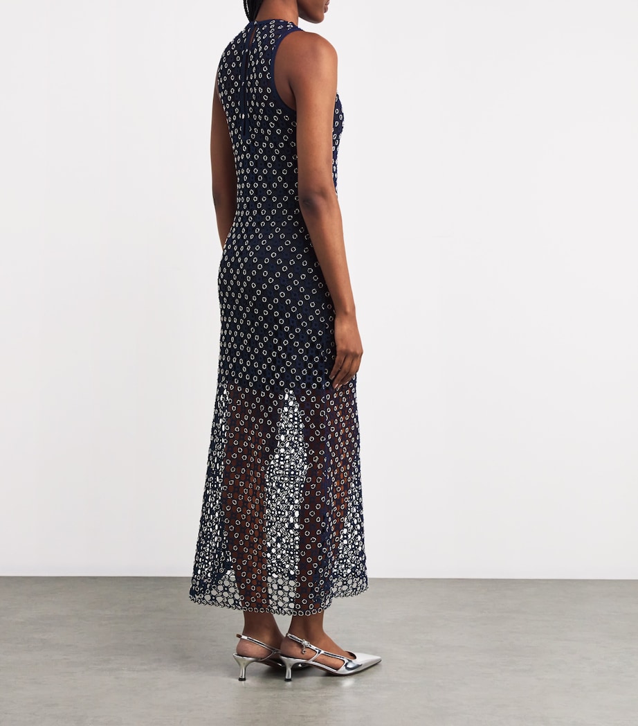 Crochet Beaded Midi Dress NAVY Image 3