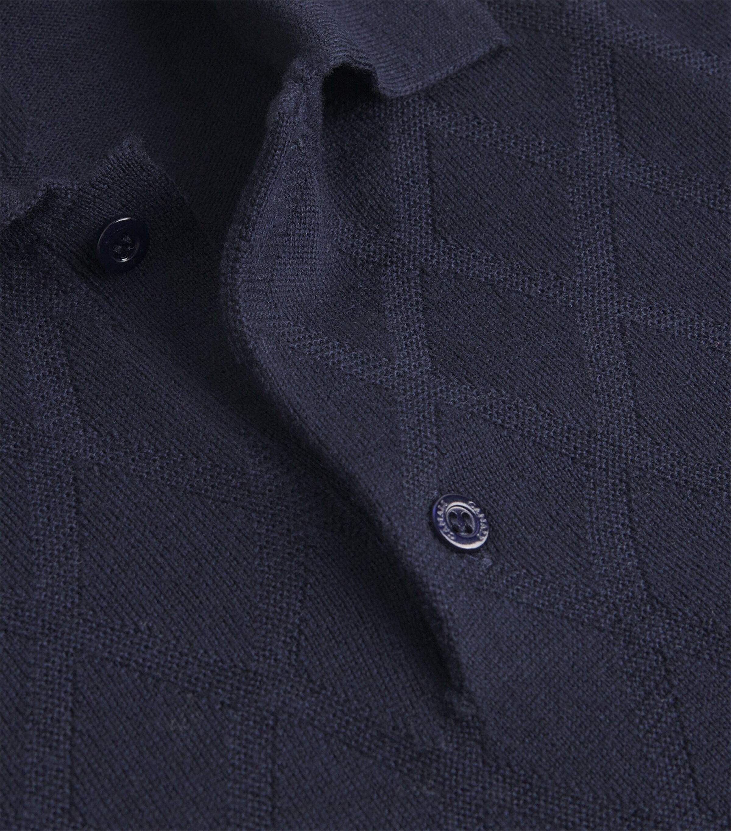 Canali Mens Merino Wool Jacquard Polo Shirt Image 5