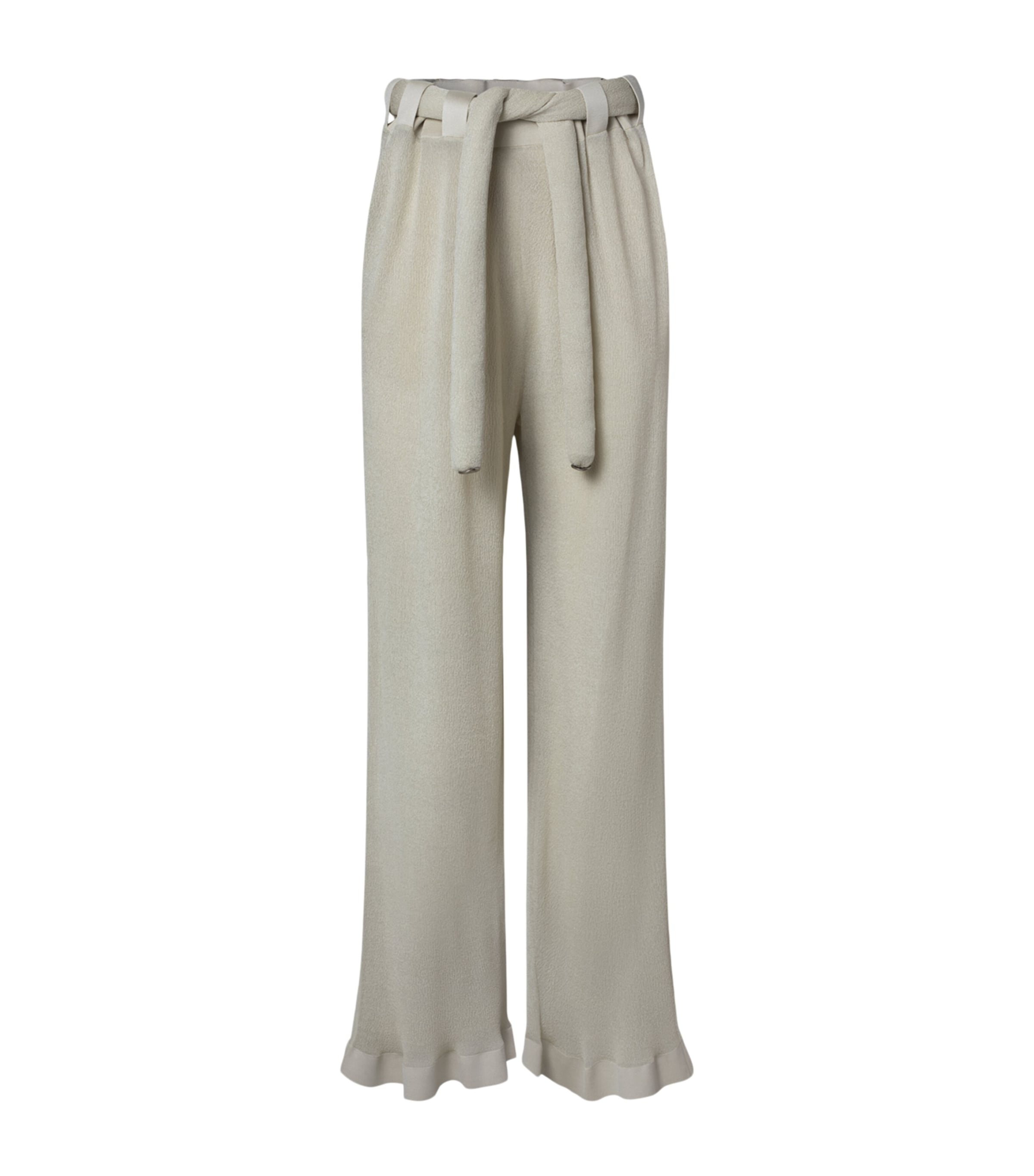 LOUIS VUITTON Womens Knitted Belted Straight Trousers Cream Image 1