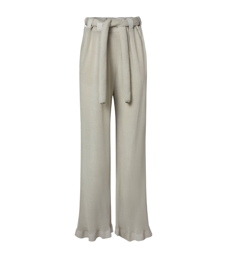 LOUIS VUITTON Womens Knitted Belted Straight Trousers Cream Image 1