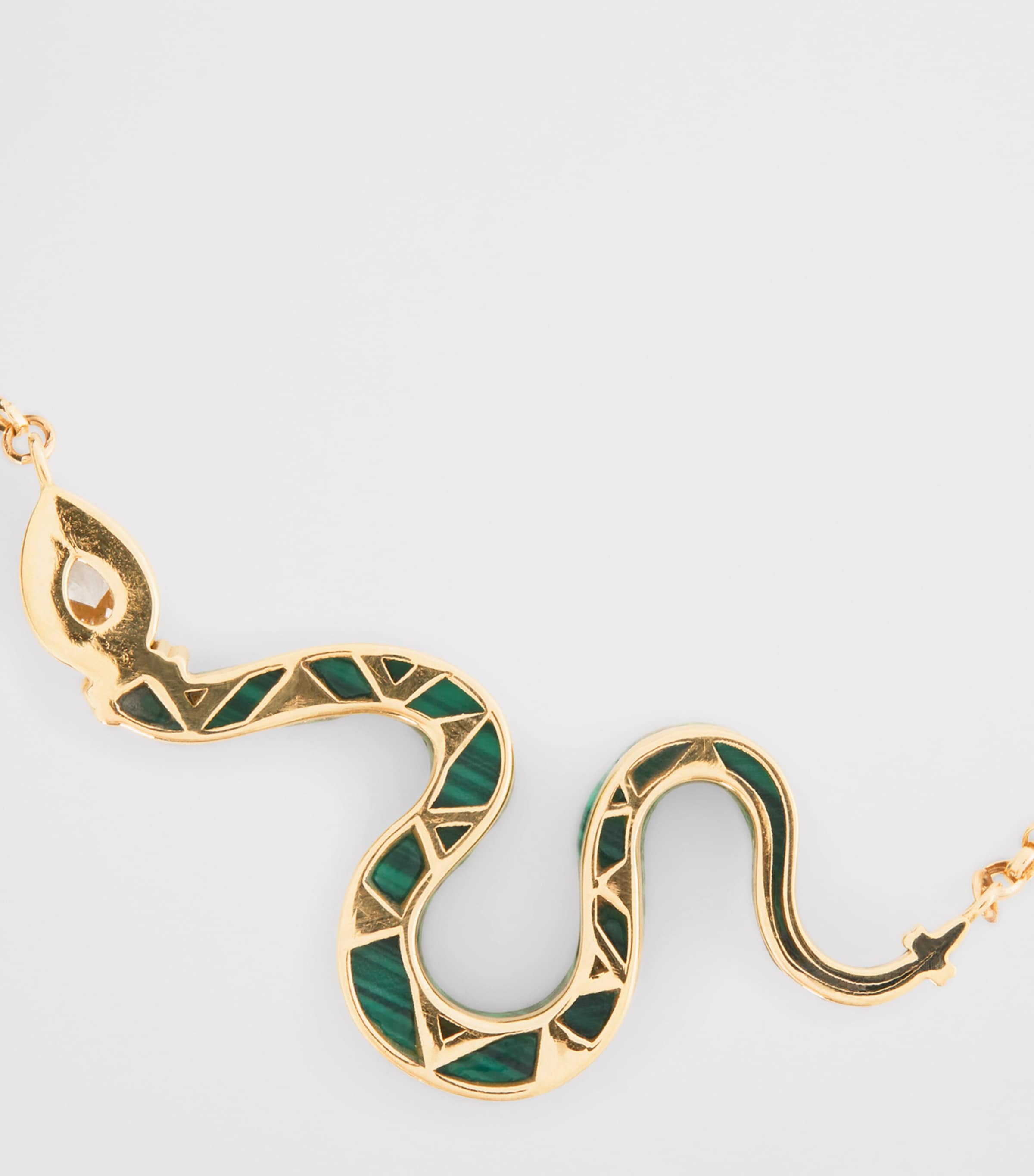 Large Yellow Gold, Diamond and Malachite N*93 Boa Necklace YELLOW GOLD Image 4