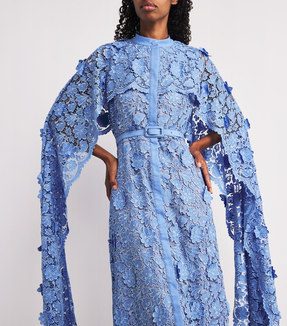 Floral Cape Loretta Midi Dress PERIWINKLE Image 4