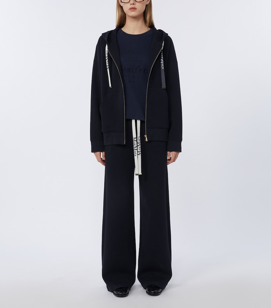 Max Mara Womens Cotton-Blend Zip-Up Hoodie Ultramarine Image 2