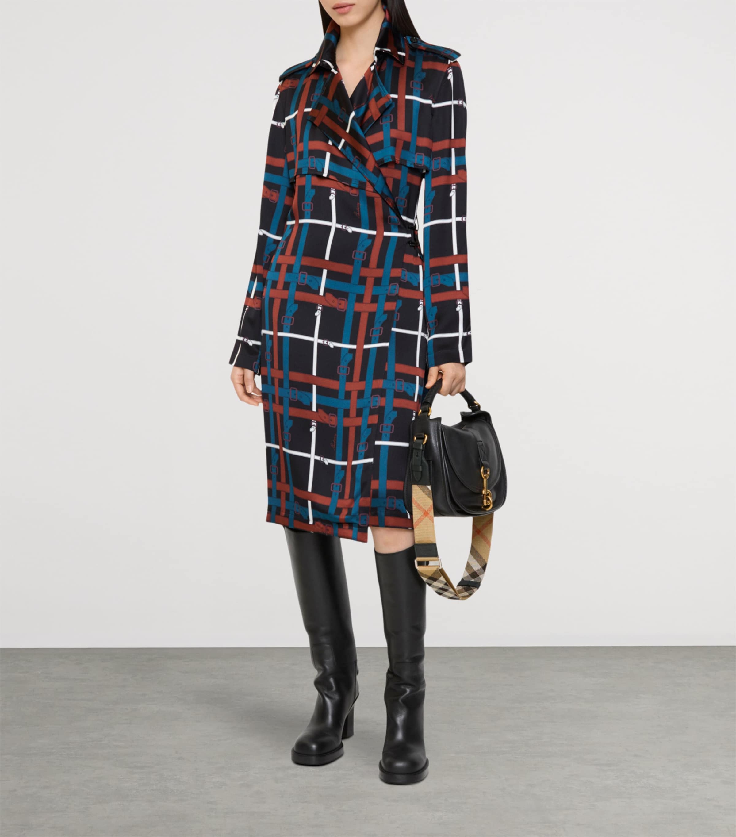 Belt Print Trench Dress PETROL BLUE PATTERN Image 2