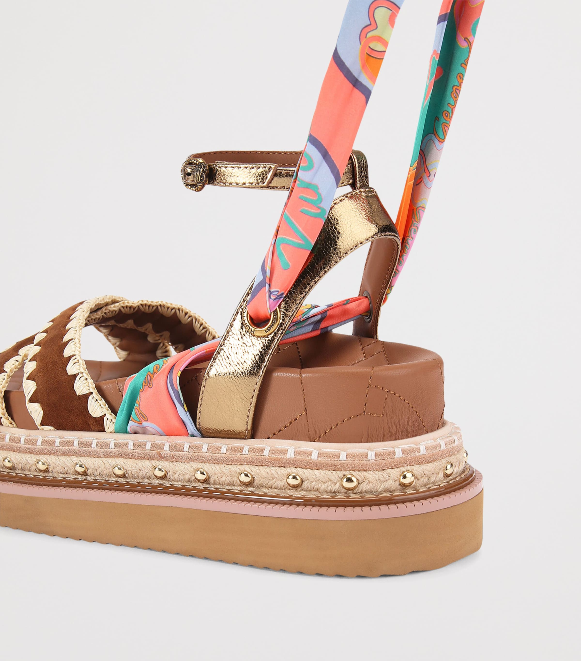 Kurt Geiger London Scarf-Detail Orson Cross Sandals Tan Comb Image 2