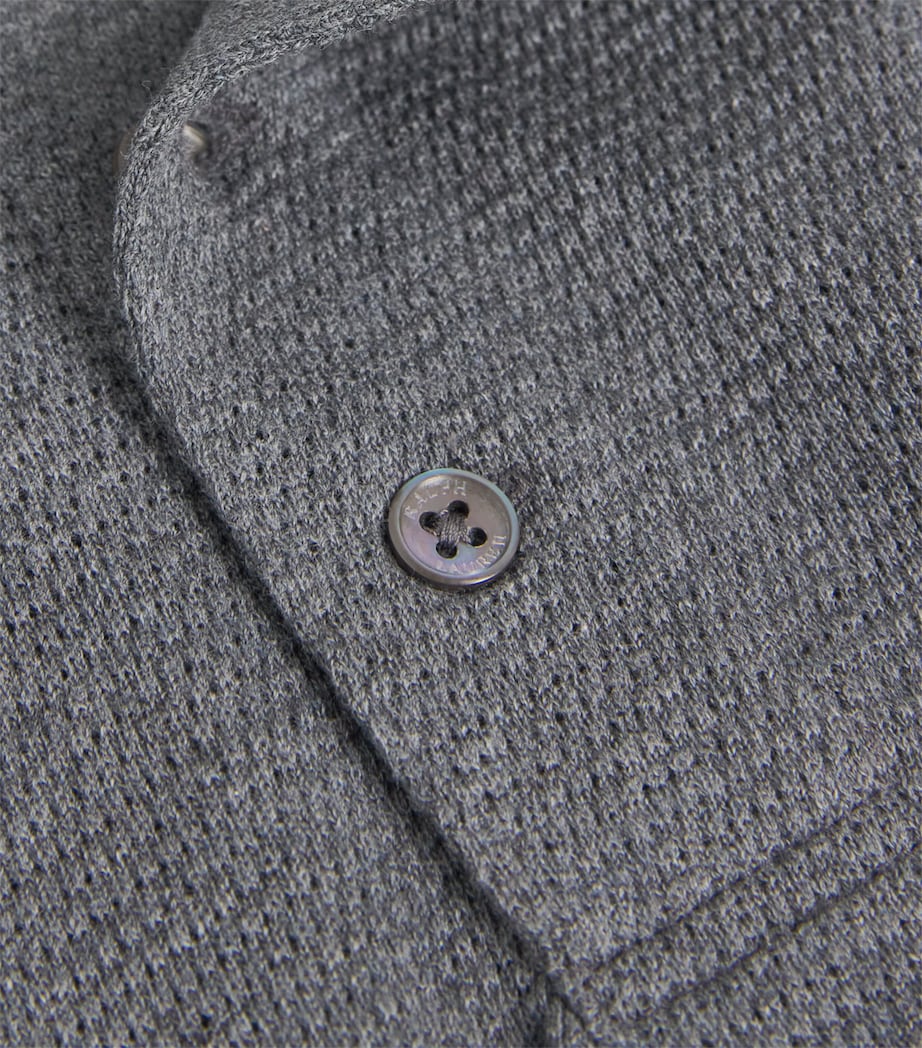Cotton-Blend Knit Polo Shirt GREY Image 5