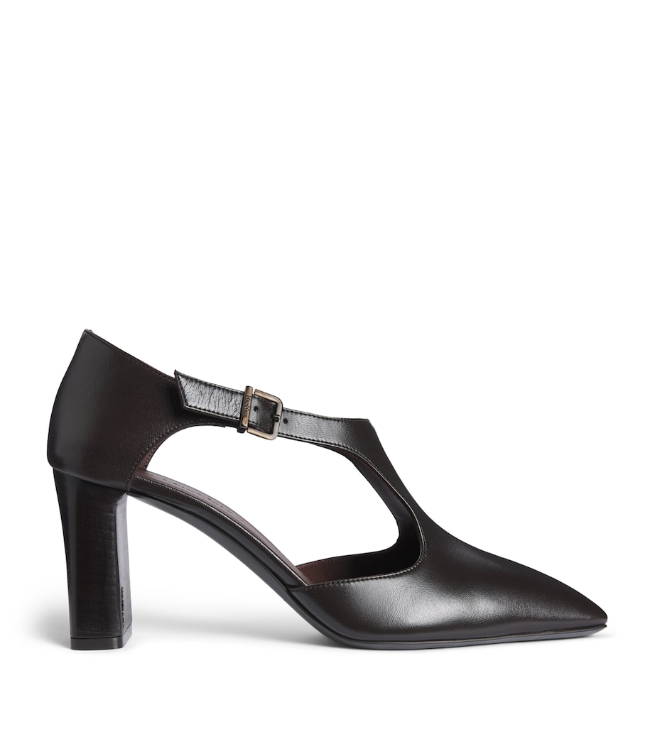 Max Mara Nappa Leather Cut-Out Pumps 75 Dark Brown Image 1