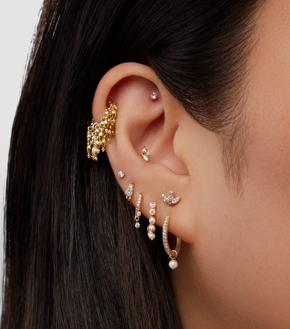 Diamond Eternity Single Hoop Earring (9.5mm) YELLOW GOLD Image 2