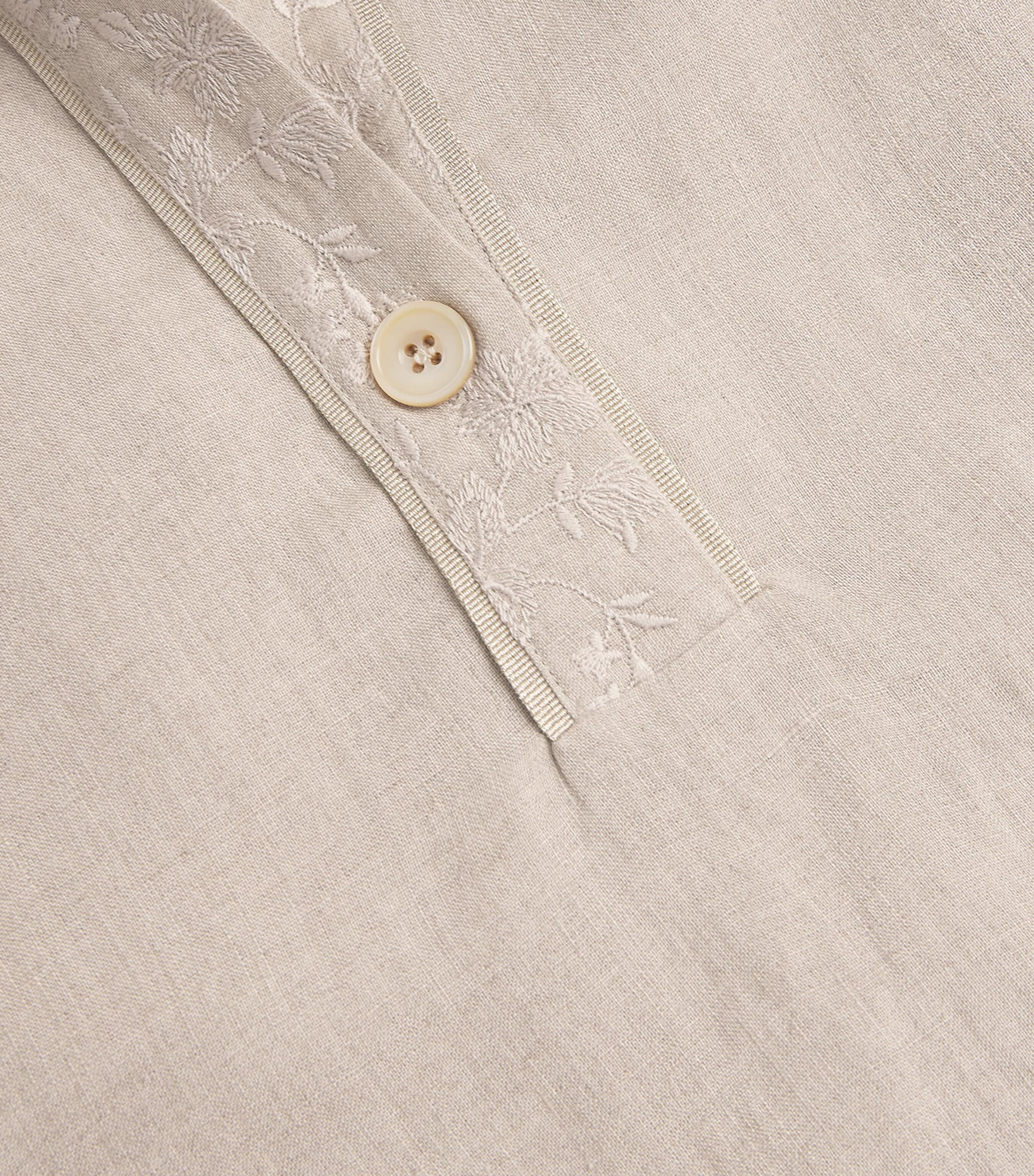 Eleventy Womens x Harrods Linen Embroidered Collared Shirt Sabbia Image 5