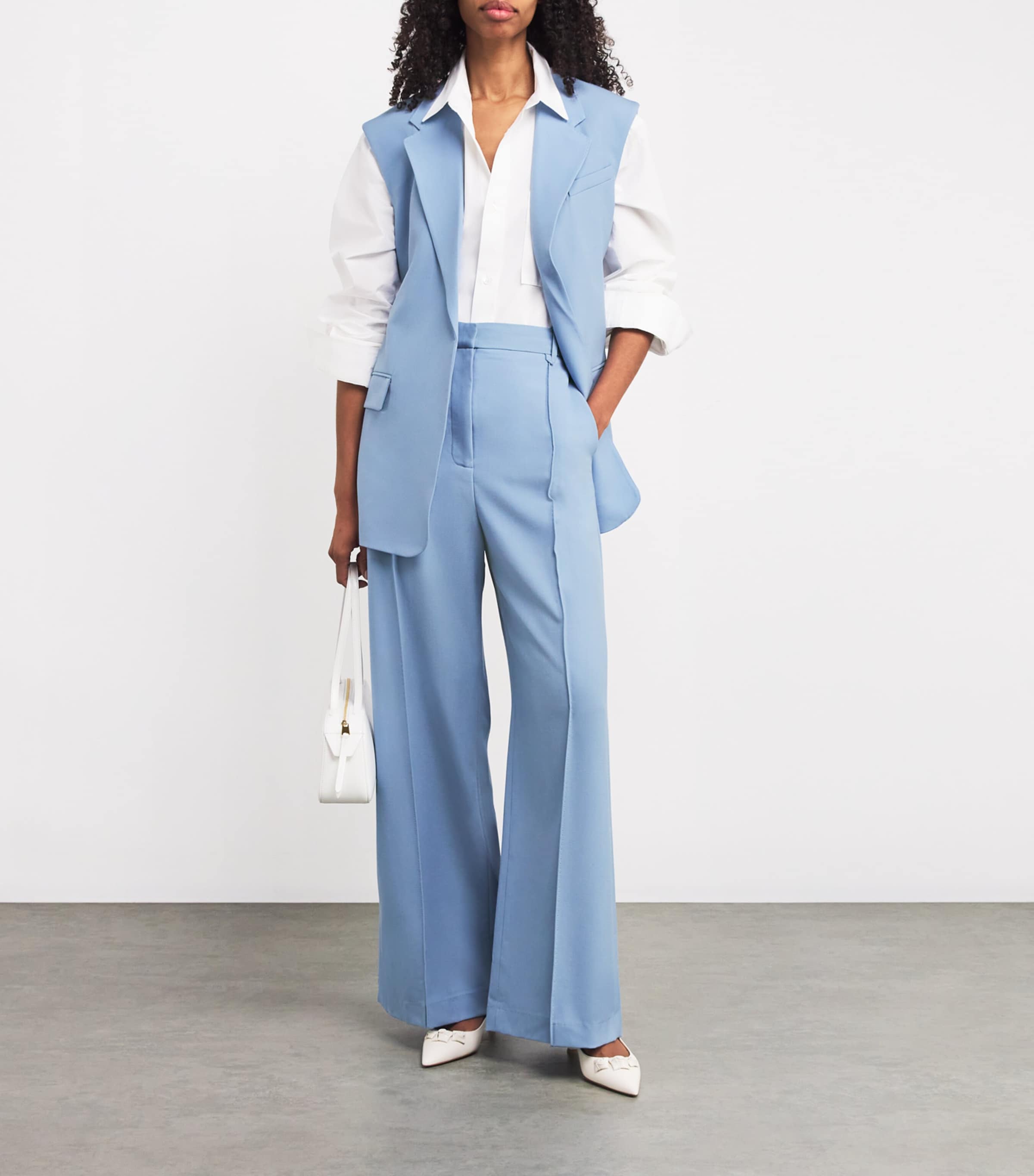 Wool Atlantis Wide-Leg Trousers M60 CORNFLOWER BLUE Image 2