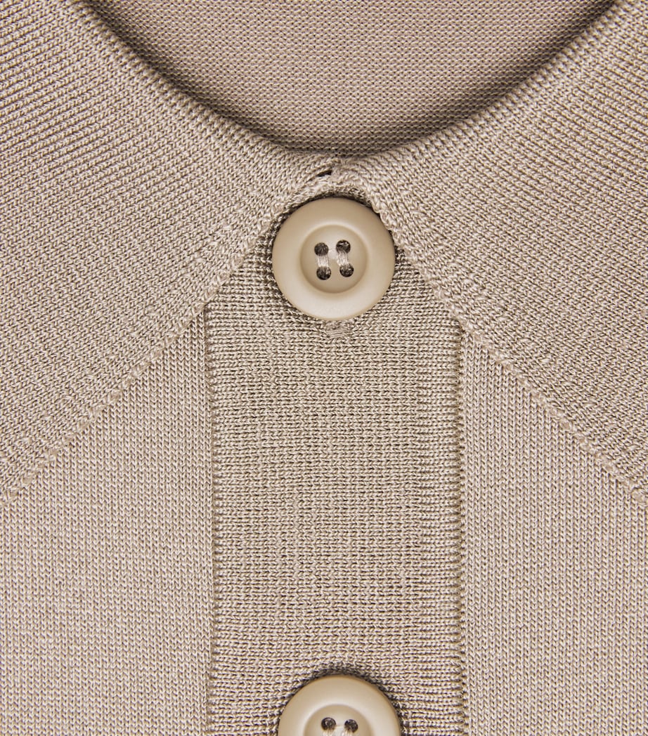 Sandro Paris Mens Knitted Polo Shirt Light Taupe Image 6