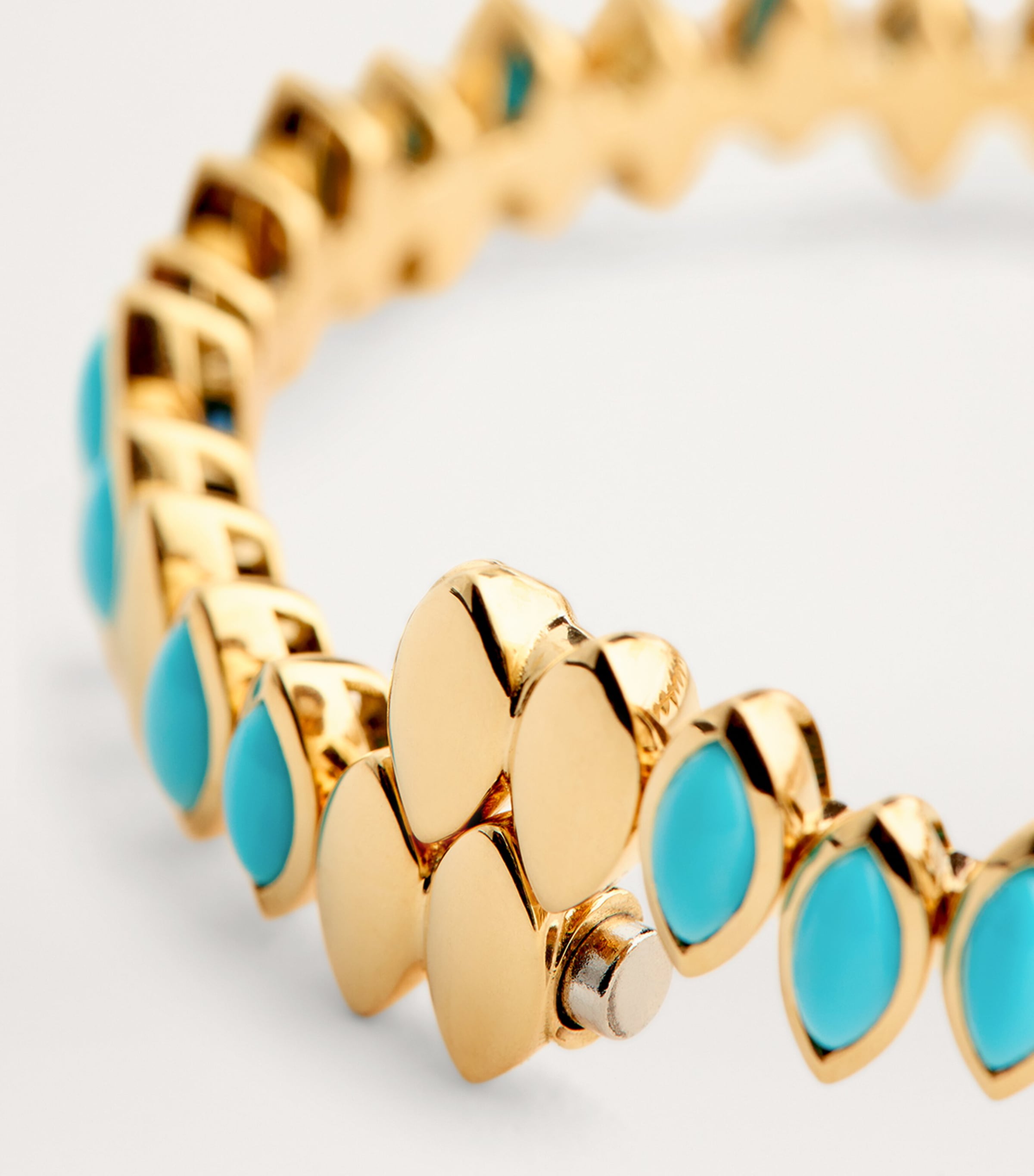 Yellow Gold and Turquoise Navette Bangle YELLOW GOLD Image 5