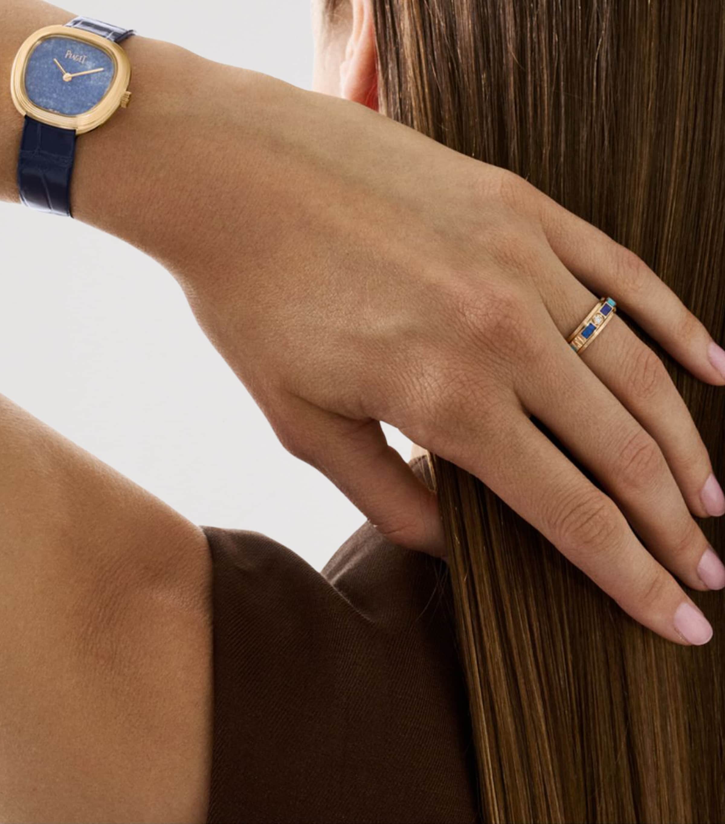 Piaget Rose Gold and Blue Quartz Sixtie Watch 29mm Blue Image 3