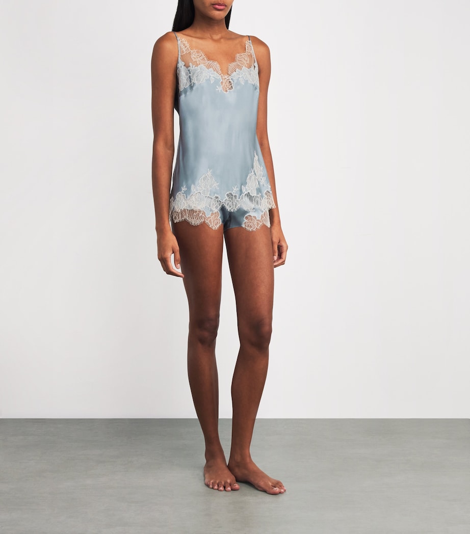 Silk Lace-Trim Cami BLEU GIVRE/NACR Image 2