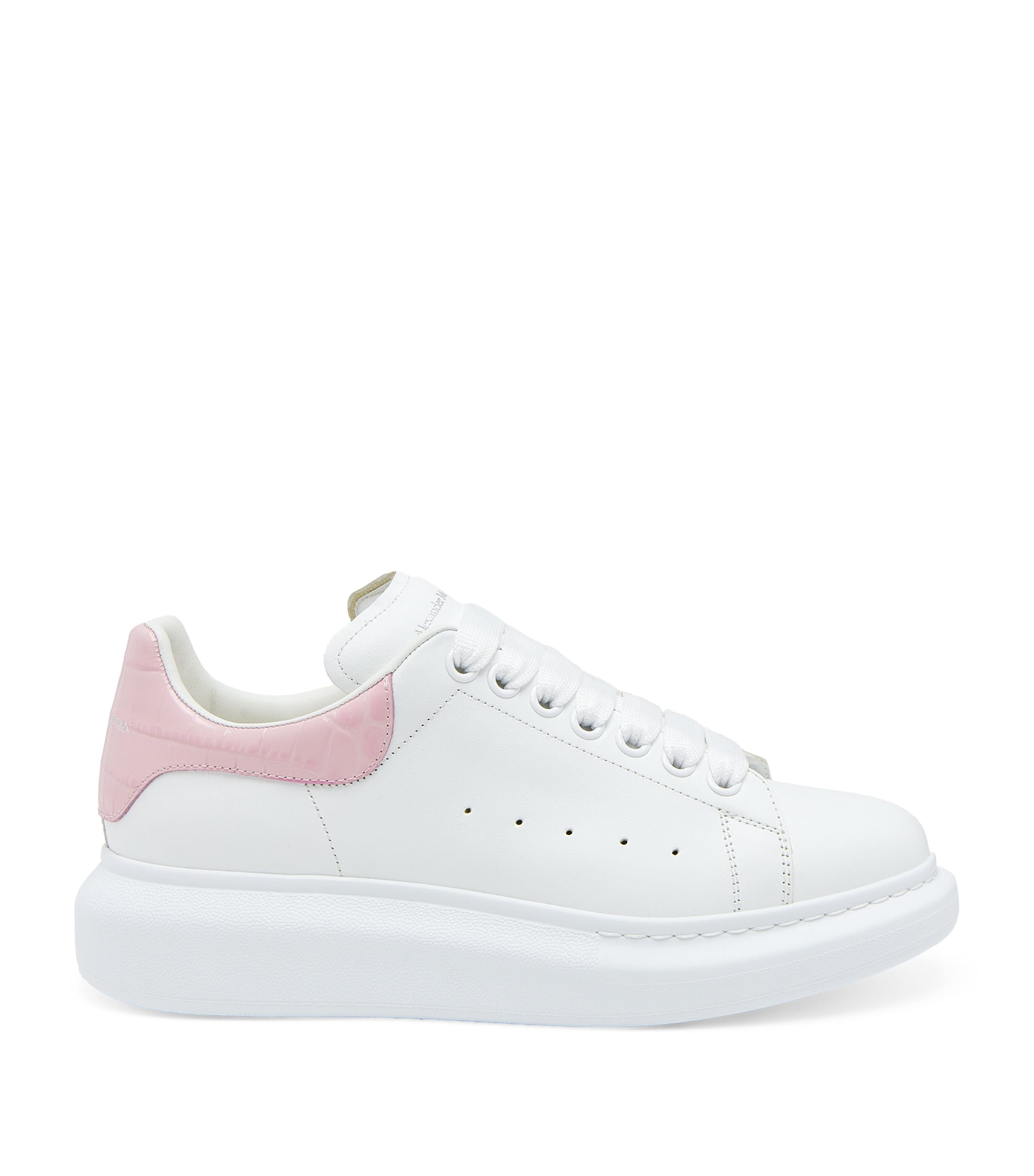 Alexander Mcqueen Oversized Snakeskin-embossed Leather Sneakers In White