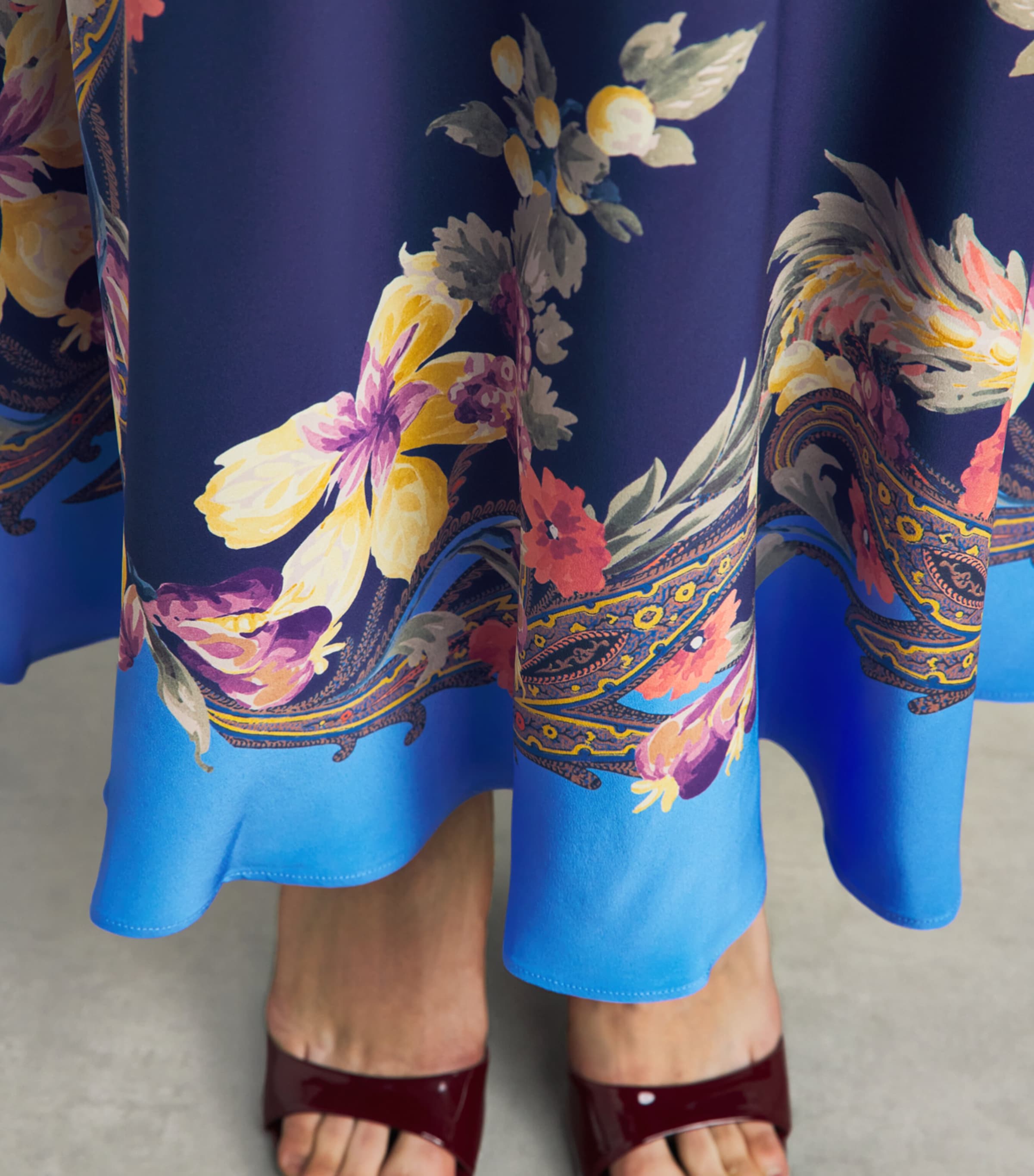 Etro Womens Silk Floral Paisley Print Maxi Skirt Print/blue Bs Image 3
