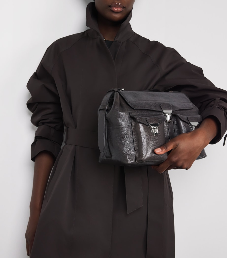 Medium Leather Gear Shoulder Bag GR104 DARK MINK Image 5