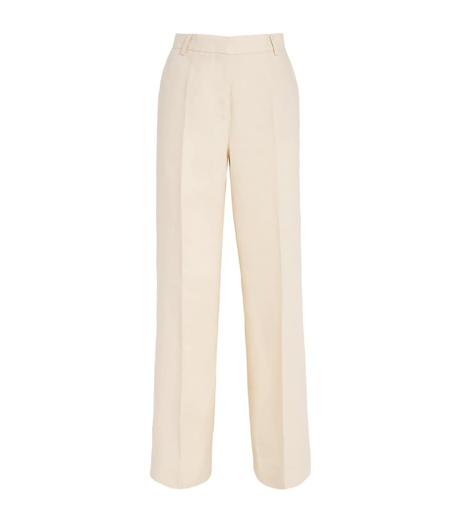Weekend Max Mara Womens Linen Straight Trousers Ivory Image 1