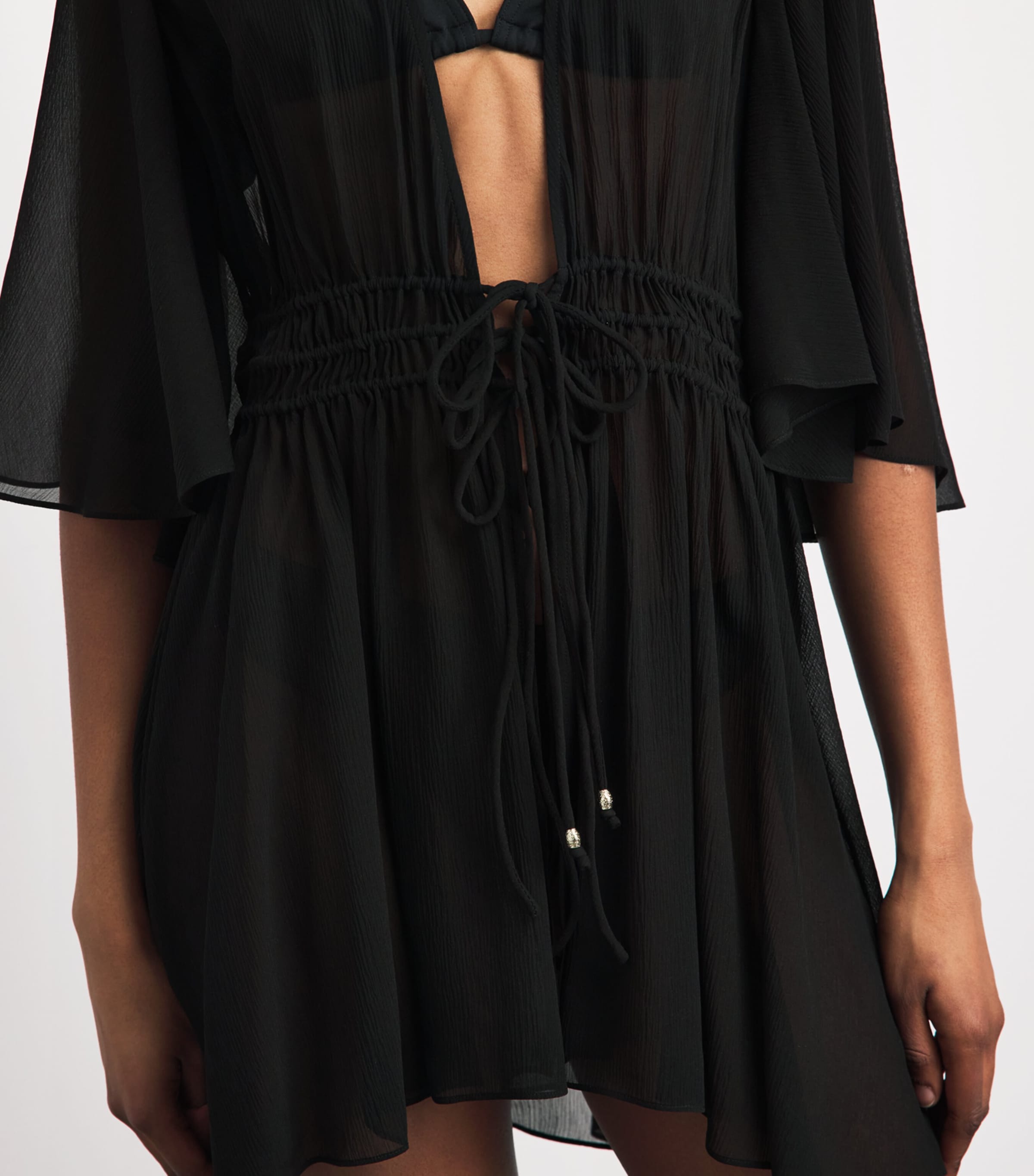 Eres Womens Silk Muslin Operette Short Kaftan Noir Image 3