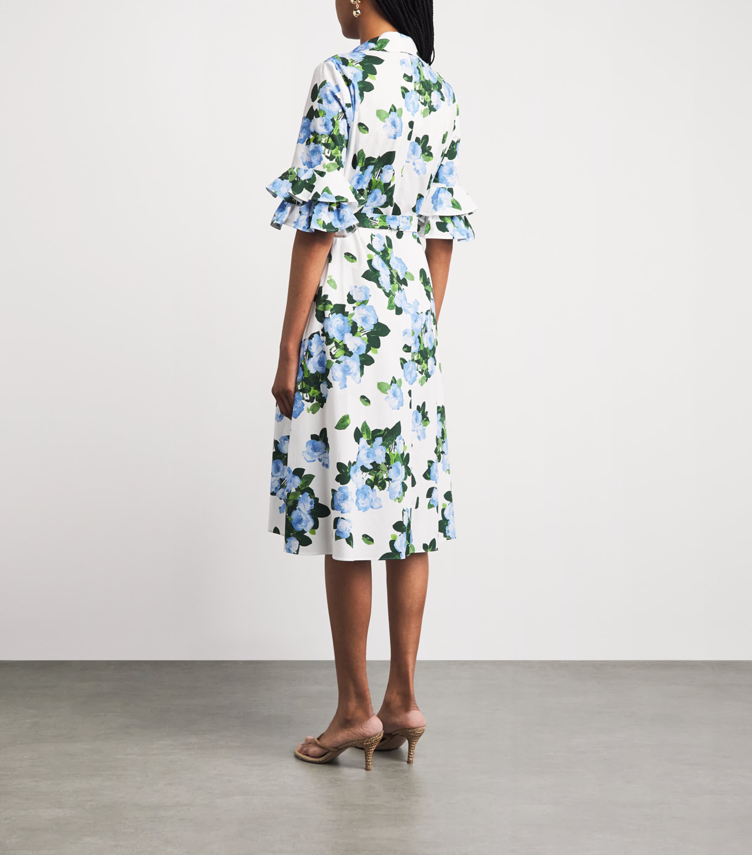 Carolina Herrera Multi Rose Print Midi Shirt Dress | Harrods US