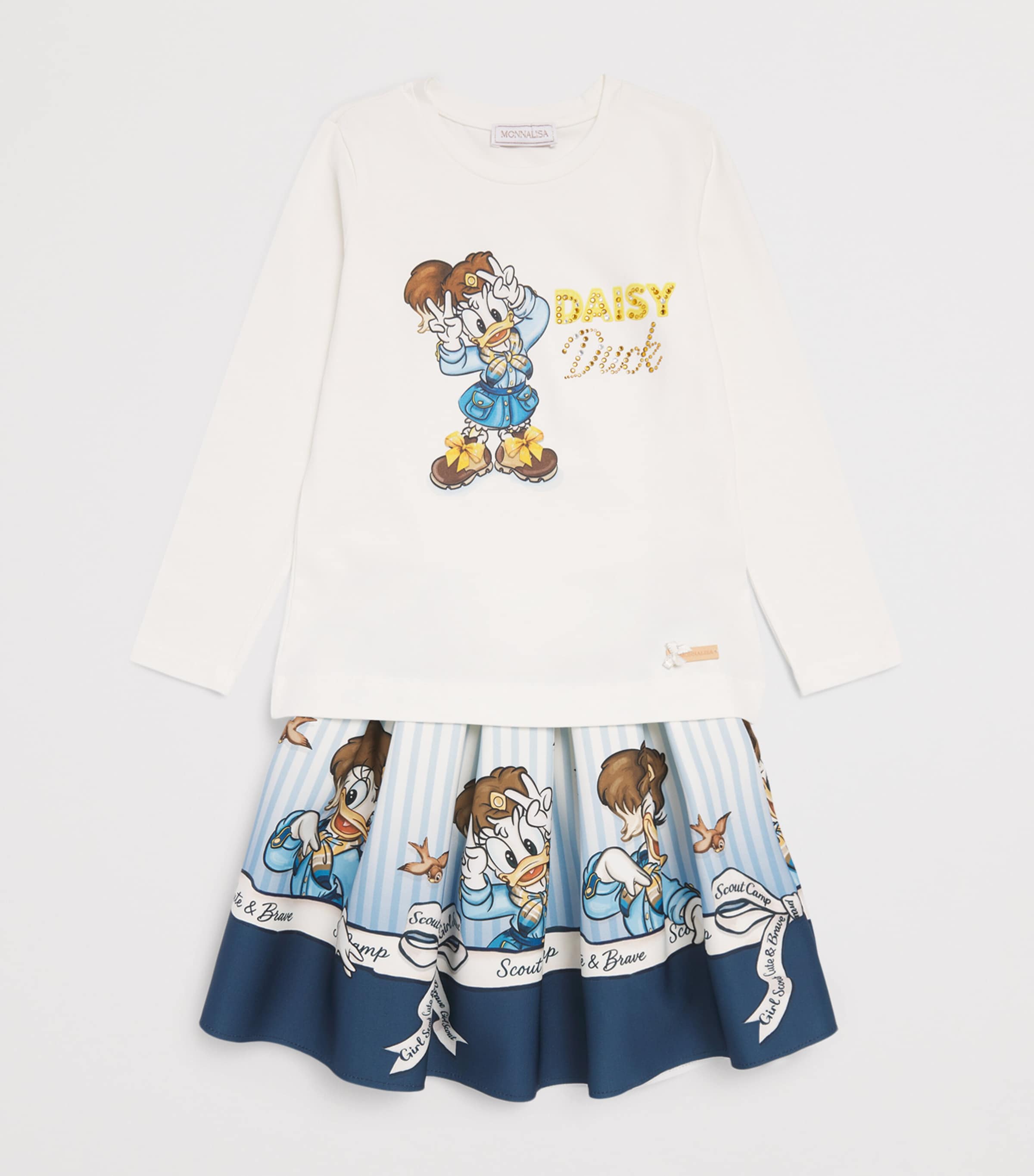 Monnalisa Scout Camp Skirt (2-8 Years) Panna+blu Image 3
