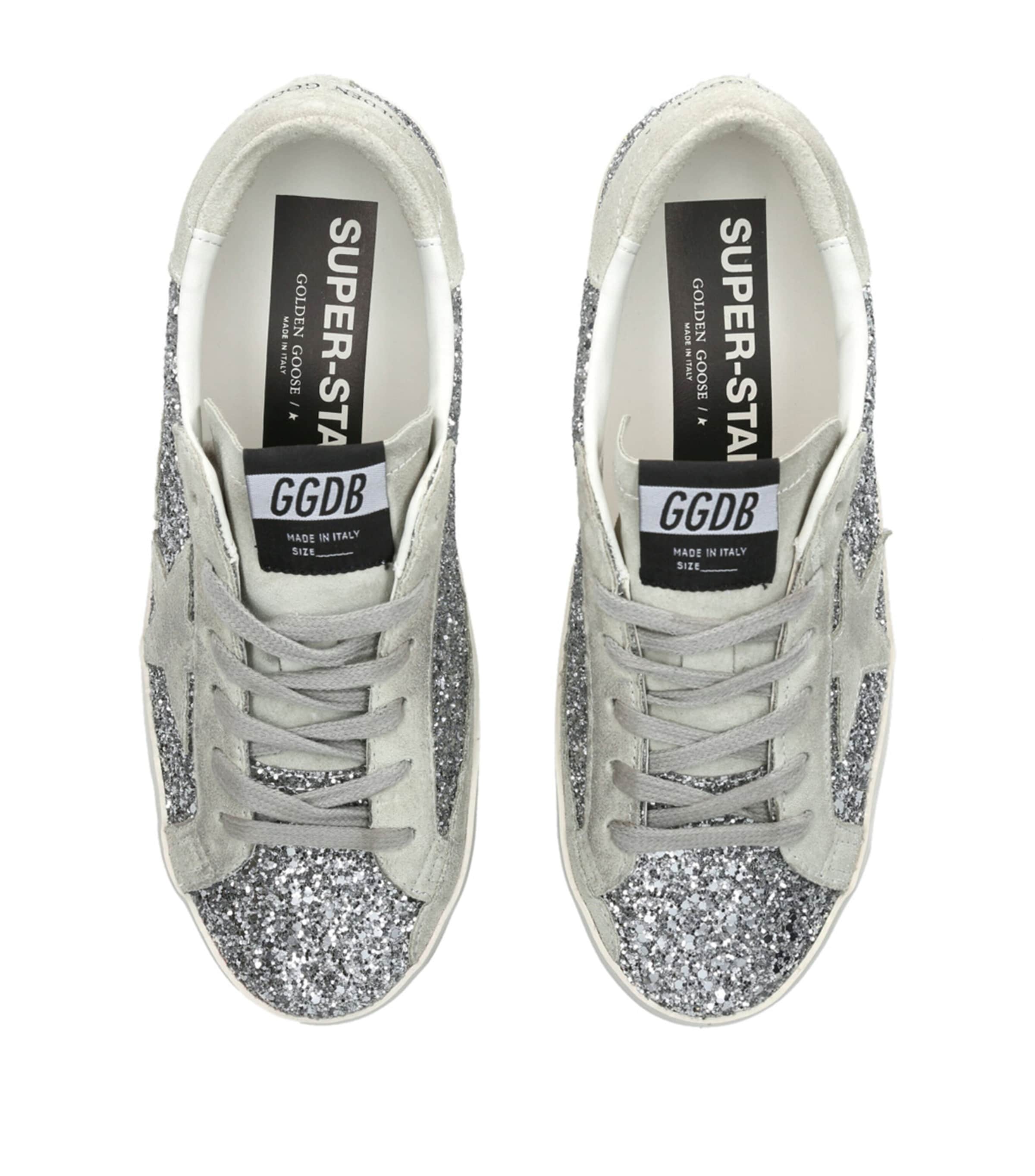 GGDB SUPER STAR SILVER GLITTER BLACK 38 24 スーパースター スニーカー シルバー ラメ 星柄 スター 限定 ローカット ゴールデングース Golden Goose Silver⁄Black Glitter Super-Star Sneakers | TheDoubleF