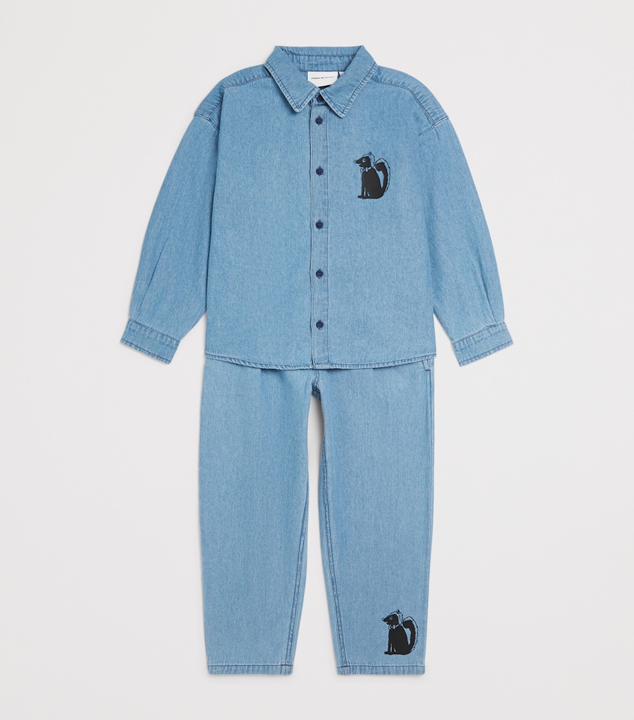 Mini Rodini Skunk Shirt (3-11 Years) Blue Image 3