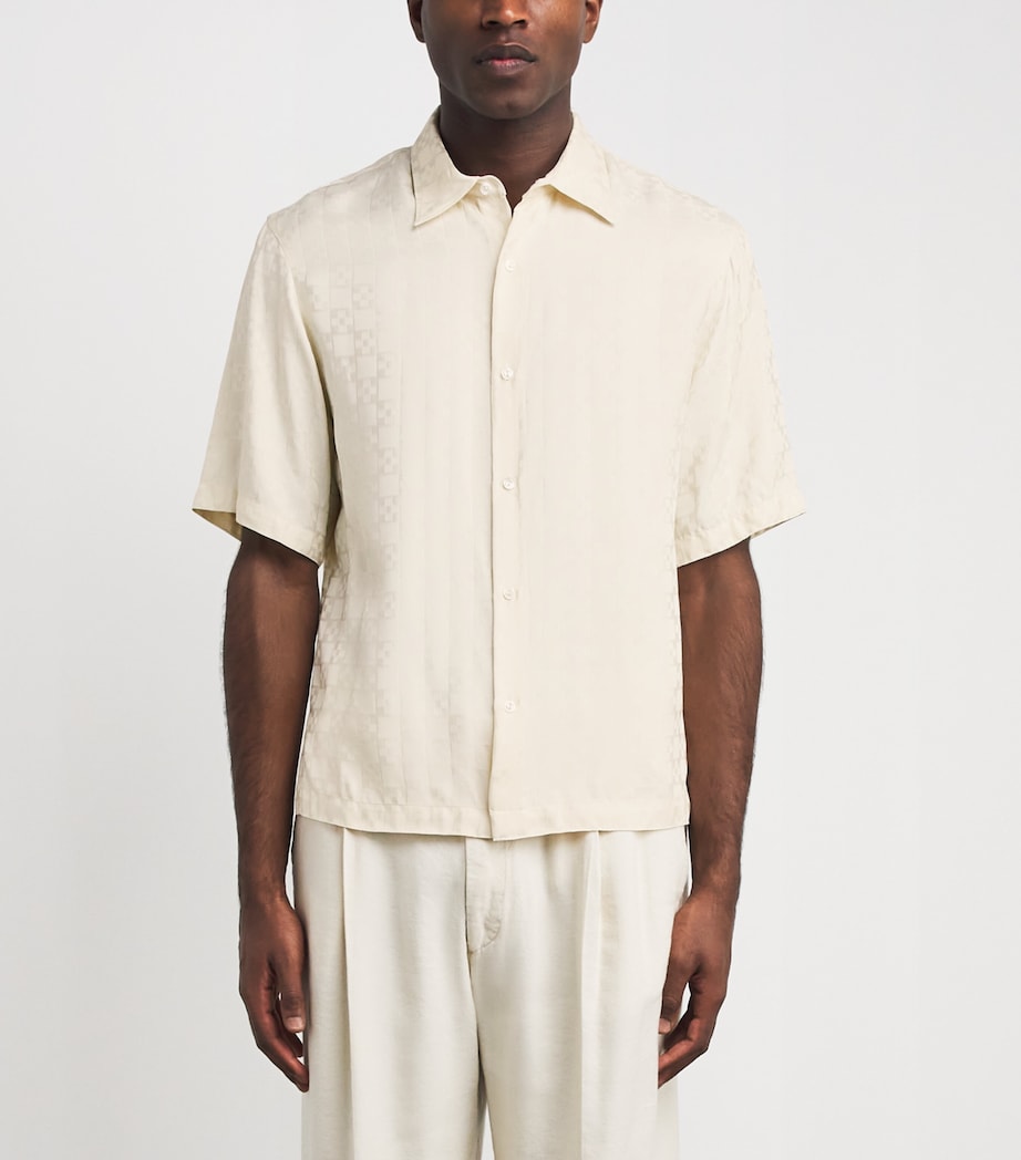 Sandro Paris Mens Jacquard Cross Short-Sleeve Shirt White Image 4