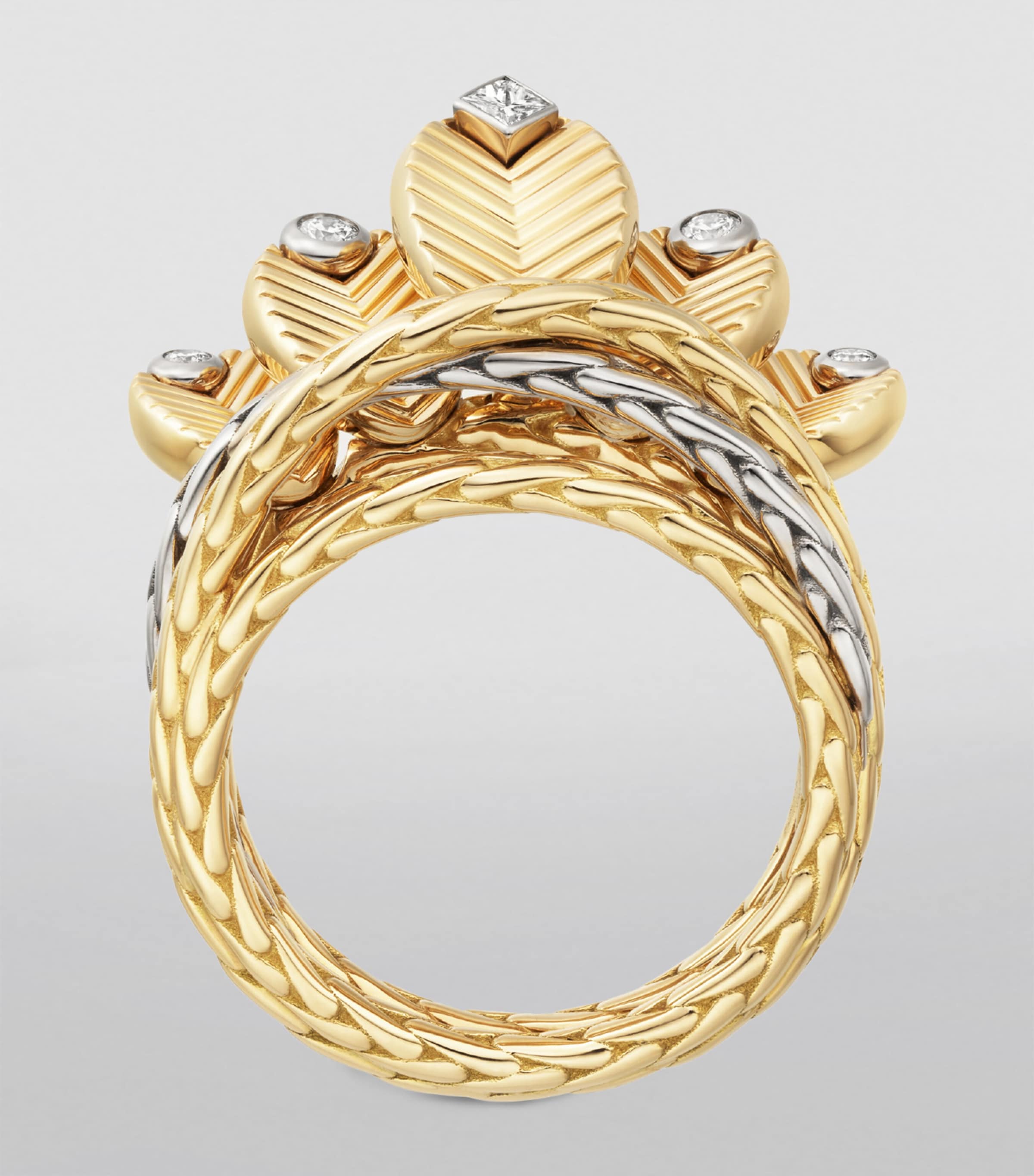 Yellow Gold, White Gold and Diamond Grain de Café Ring YELLOW GOLD Image 3
