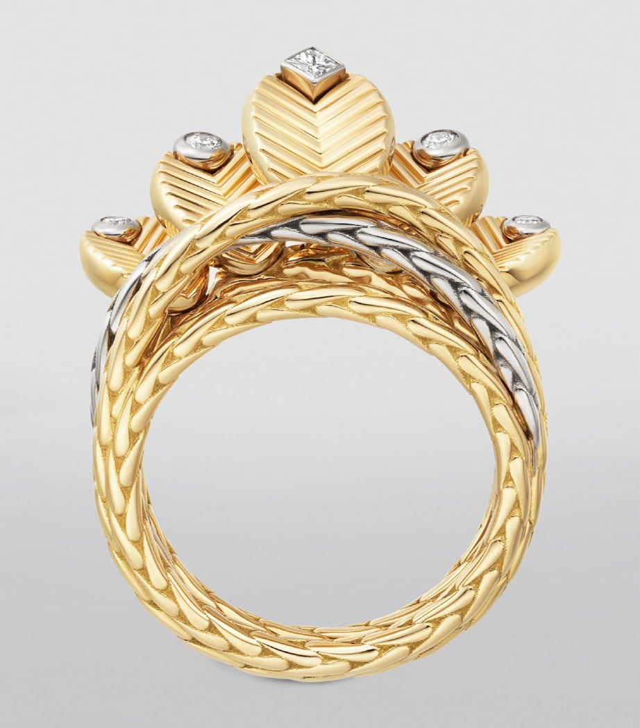 Yellow Gold, White Gold and Diamond Grain de Café Ring YELLOW GOLD Image 3