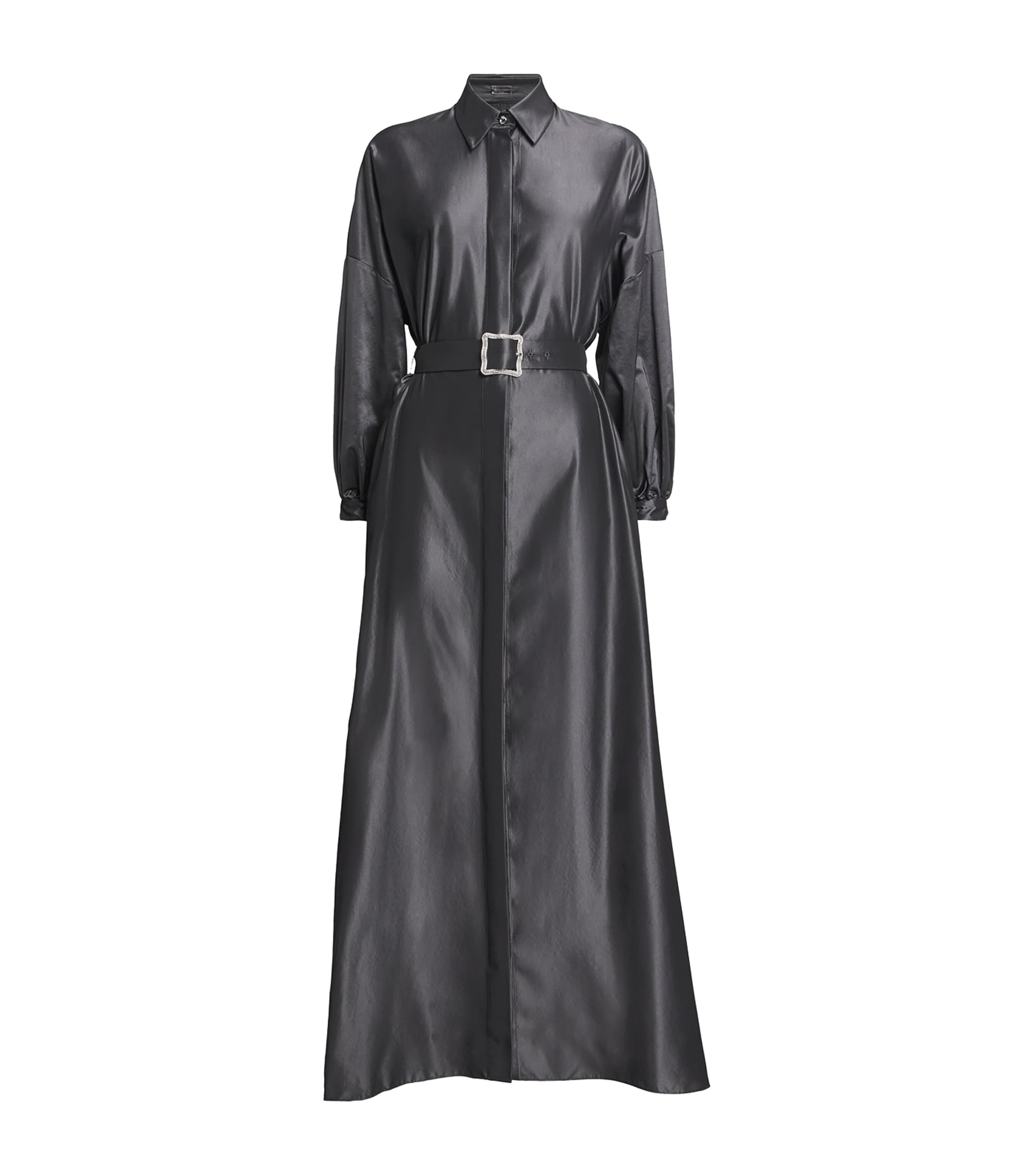 Alexis Mabille Belted Maxi Shirt Dress In Black