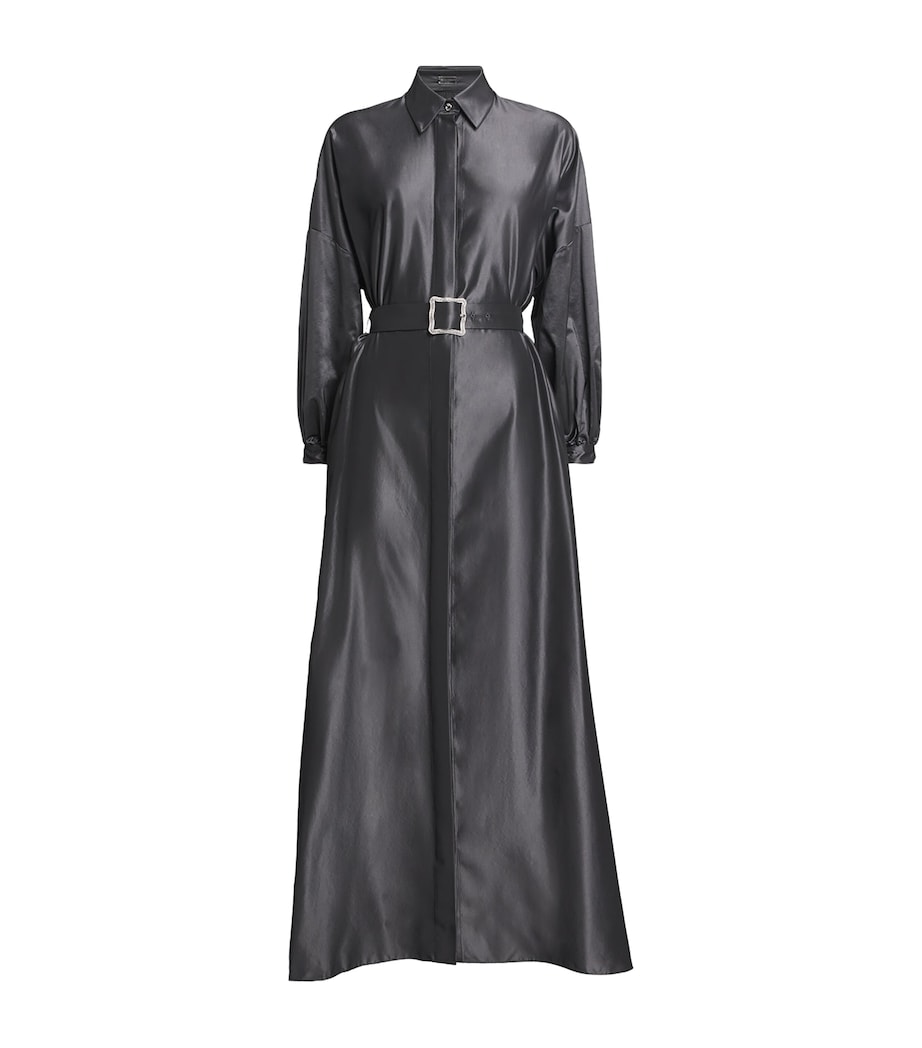 Alexis Mabille Womens Belted Maxi Shirt Dress Dark Grey Image 1