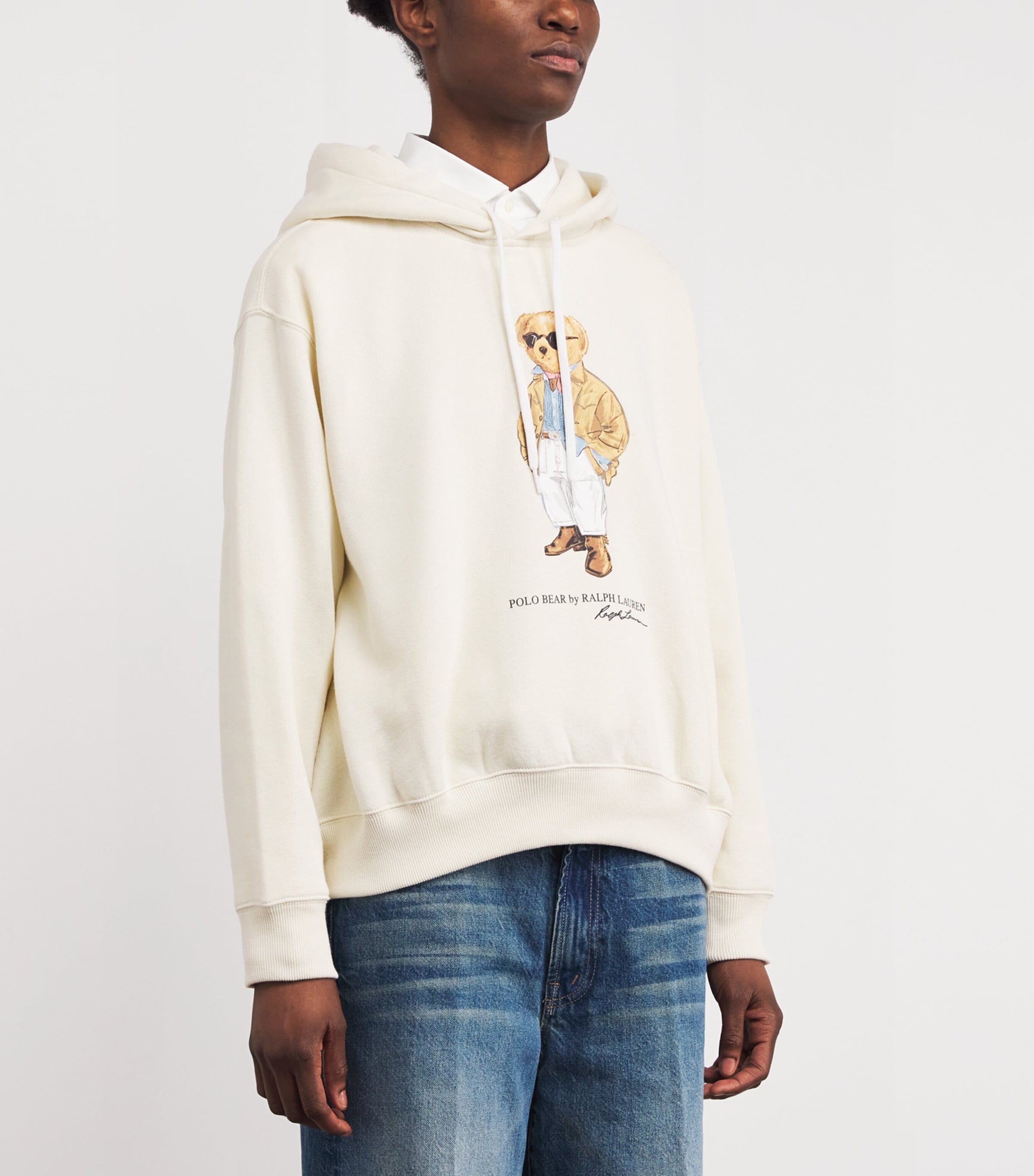 Cotton-Blend Polo Bear Hoodie PARCHMENT CREAM Image 3