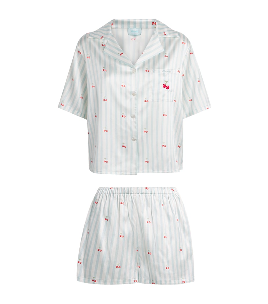 MANITO Womens Summer Fruits Short Pyjama Set Cherry Blue Image 1