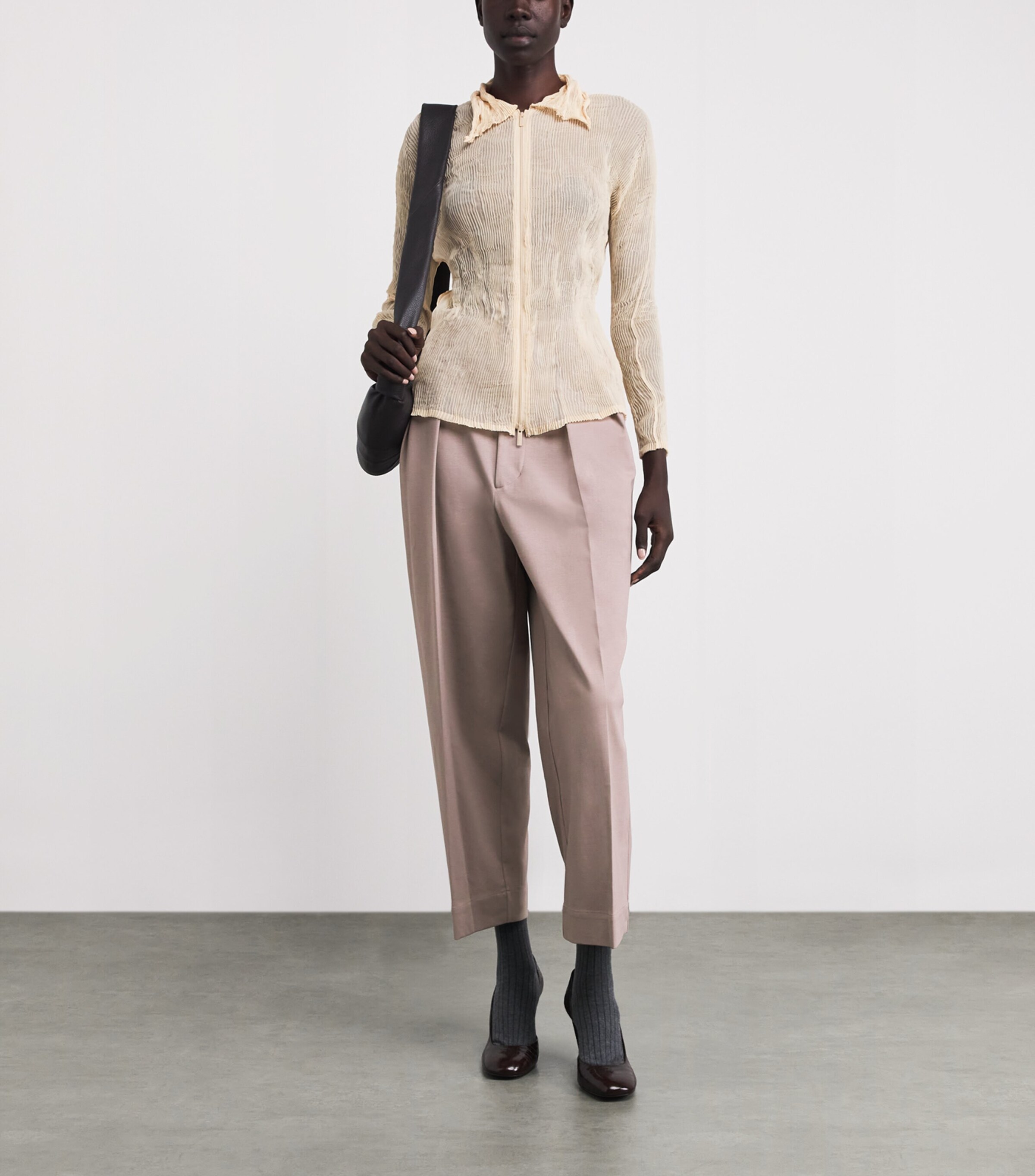 Issey Miyake Womens Cotton-Blend Simple Ensemble Trousers Greige Image 2
