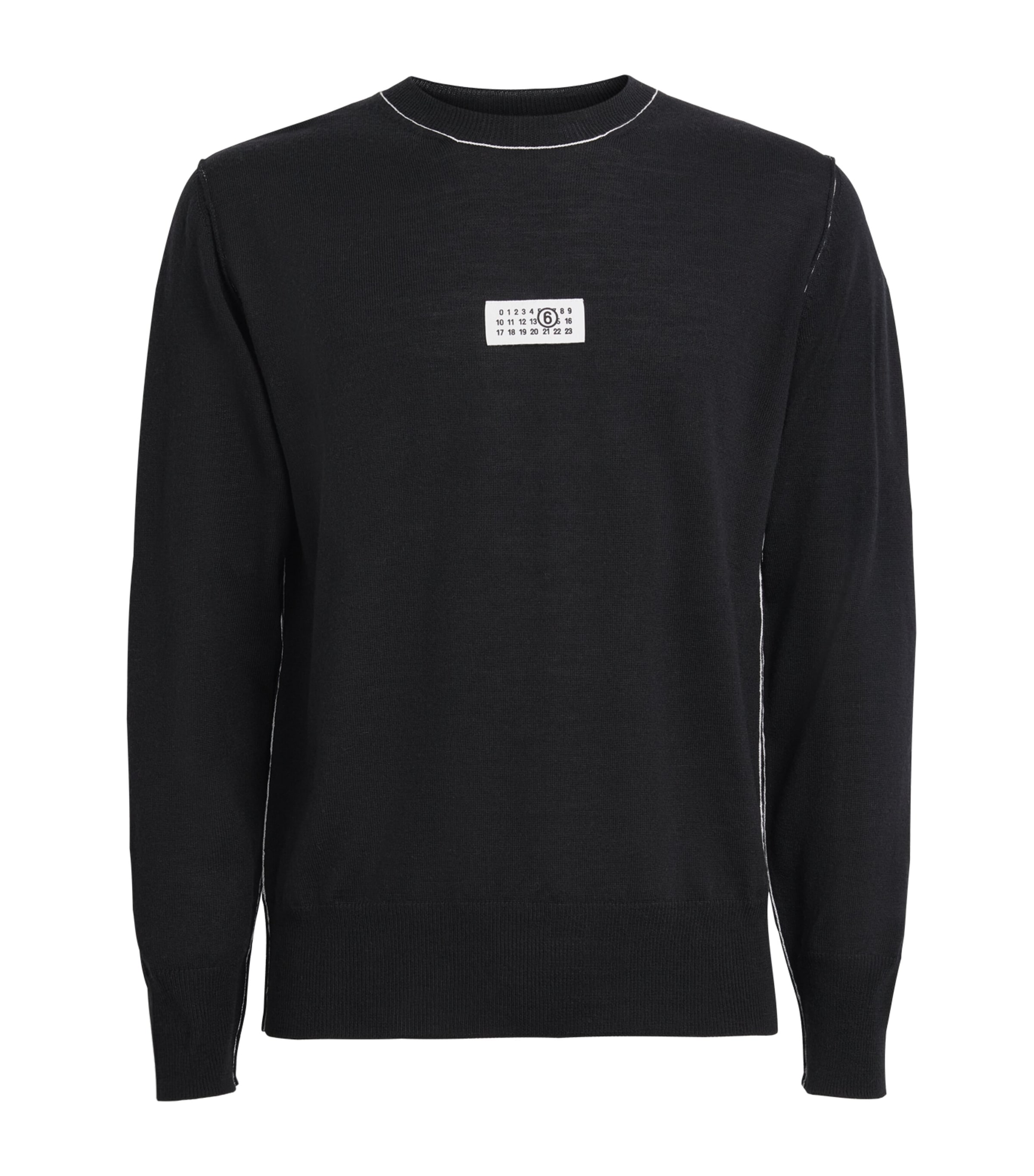 MM6 Maison Margiela Mens Virgin Wool-Blend Numeric Tab Sweater Black Image 1