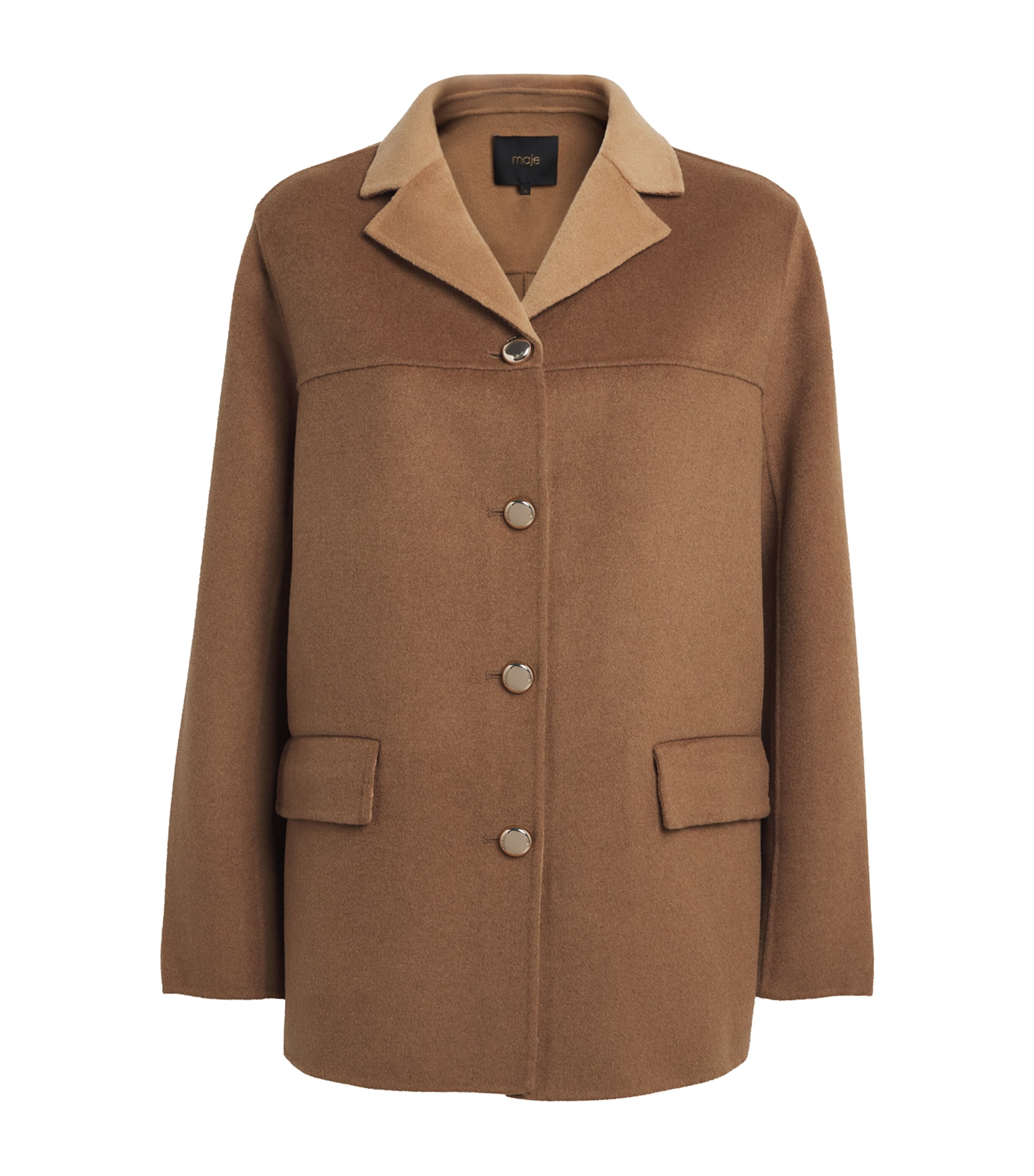 Maje Wool-blend Double-faced Coat In Brown