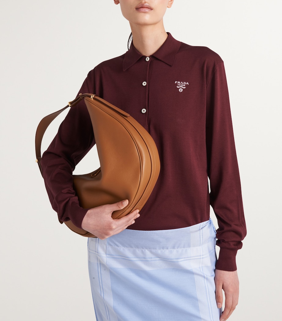 Prada Womens Silk Long-Sleeve Polo Shirt Image 3